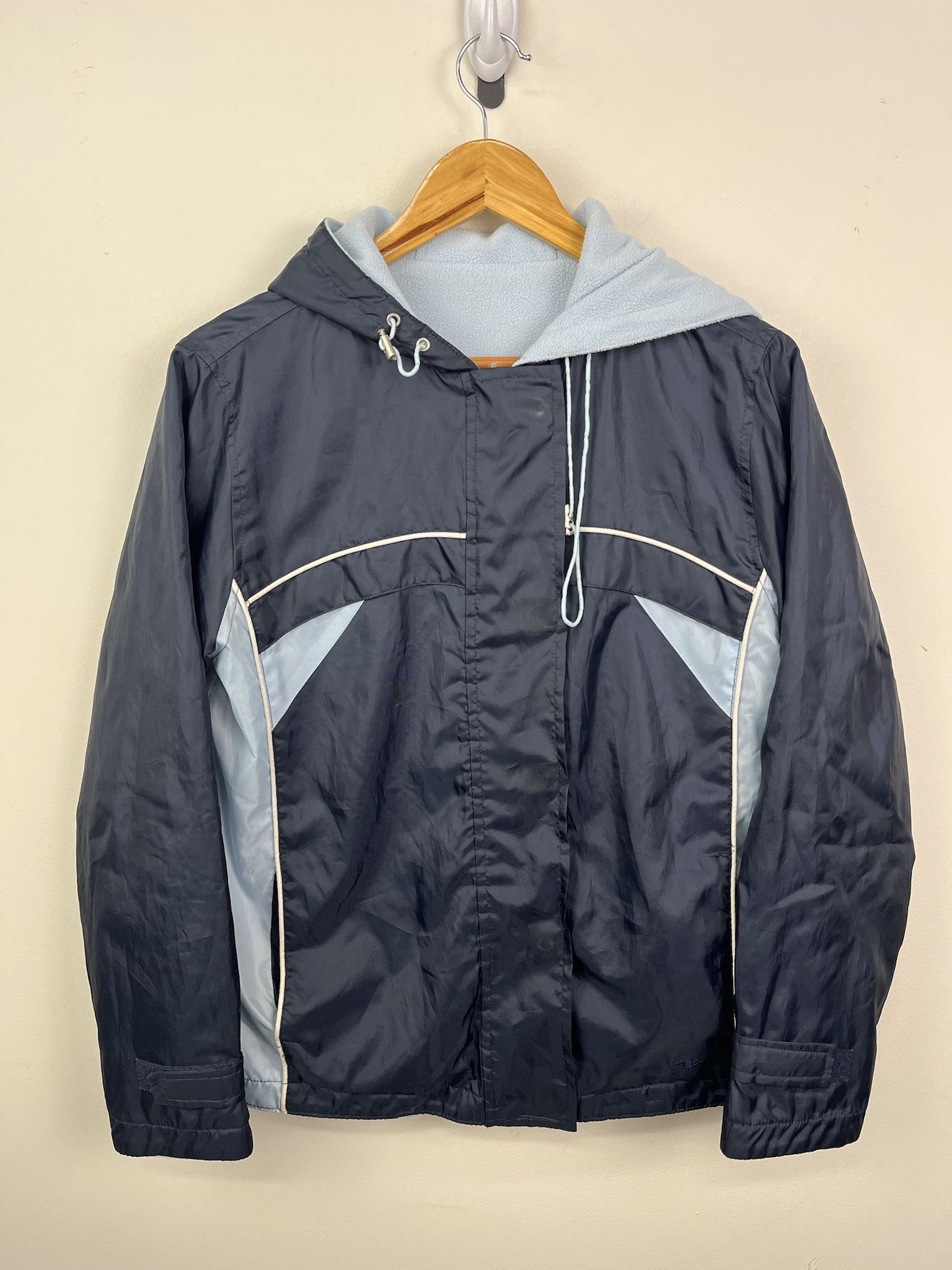 Vintage Vintage 90's Blank Blue Full Zip Up Fleece Lined Windbreaker SIze S Size US S / EU 44-46 / 1 - 1 Thumbnail