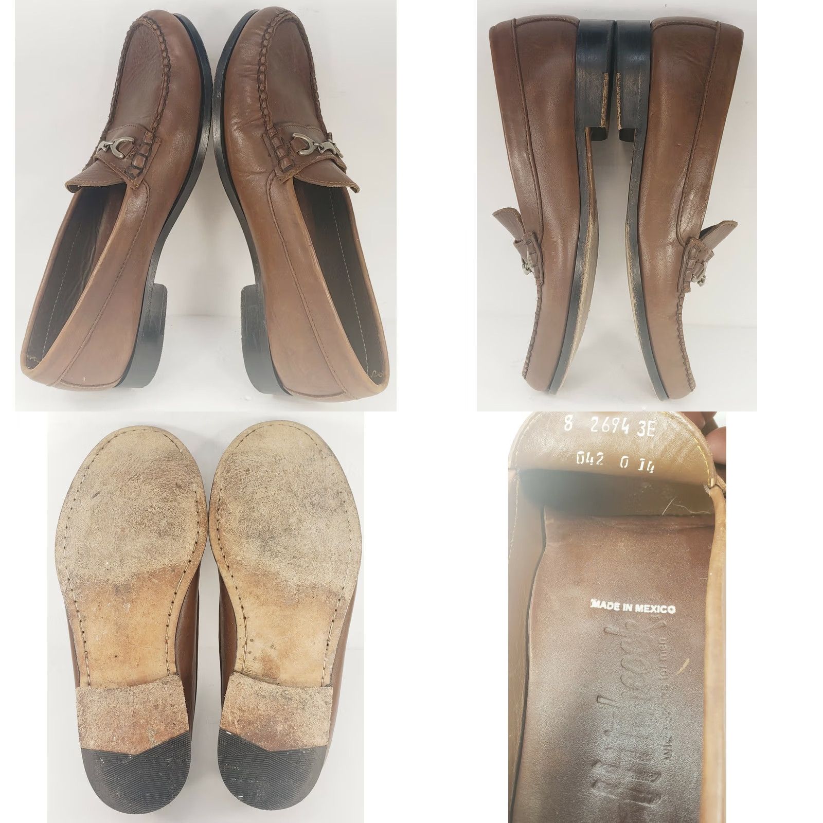 Vintage HITCHCOCK Extra Wide Men's Brown Leather Loafer Silver Horse Bit Size 8 EEE Casual Size US 6 / EU 39 - 8 Thumbnail