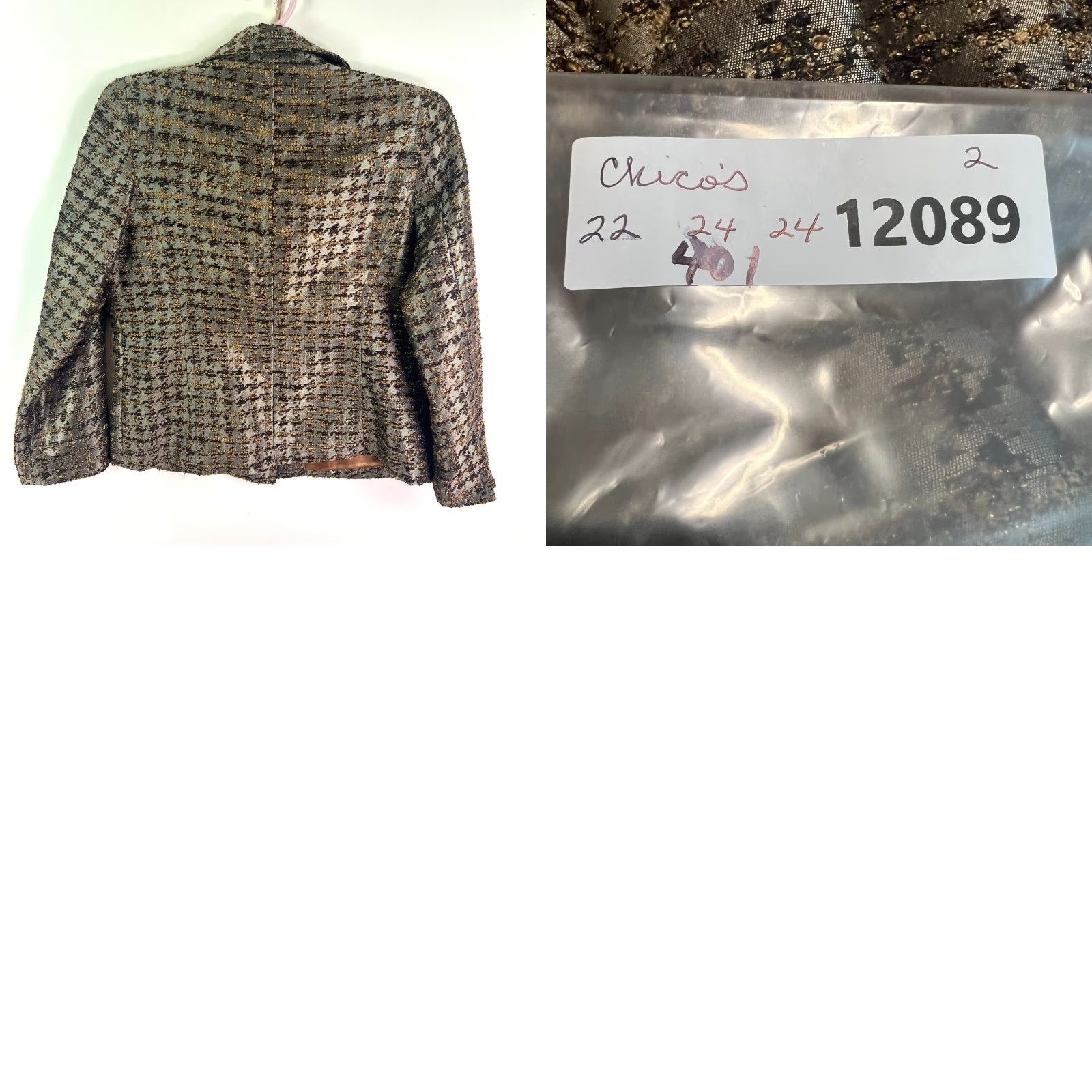 Vintage Chico's Blazer Jacket Women Size 2 Brown Geometric Notch 4-Button Lined Polyester Dressy Lightweight Regular Buttons? Size XS / US 0-2 / IT 36-38 - 8 Thumbnail