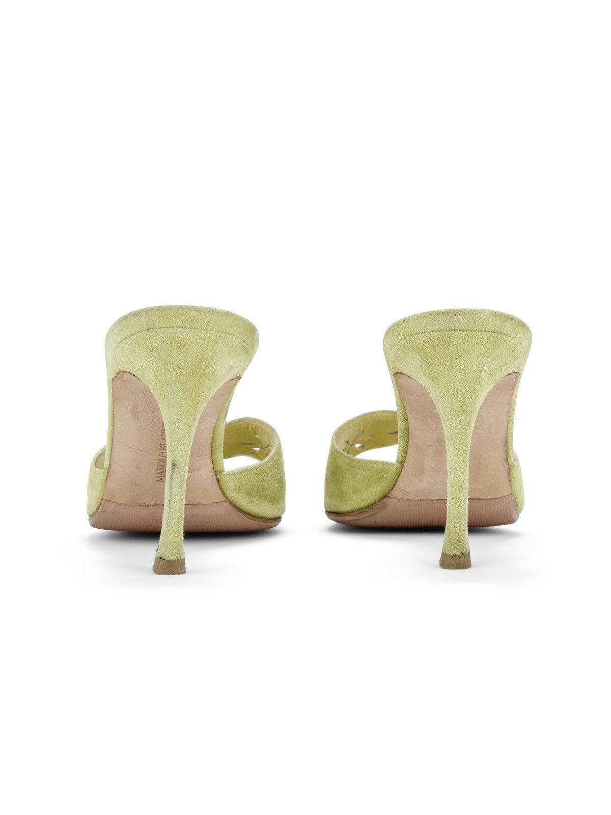 Manolo Blahnik Manolo Blahnik Green Floral Eyelet Laser Cut Suede Heels Size US 11 / IT 41 - 5 Thumbnail