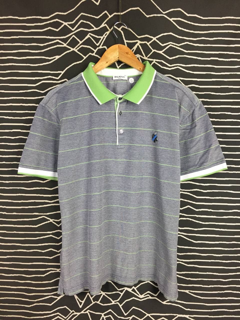 Balmain Balmain Paris Crest Logo Pinstripe Casual Polo Shirt Size US XL / EU 56 / 4 - 1 Thumbnail