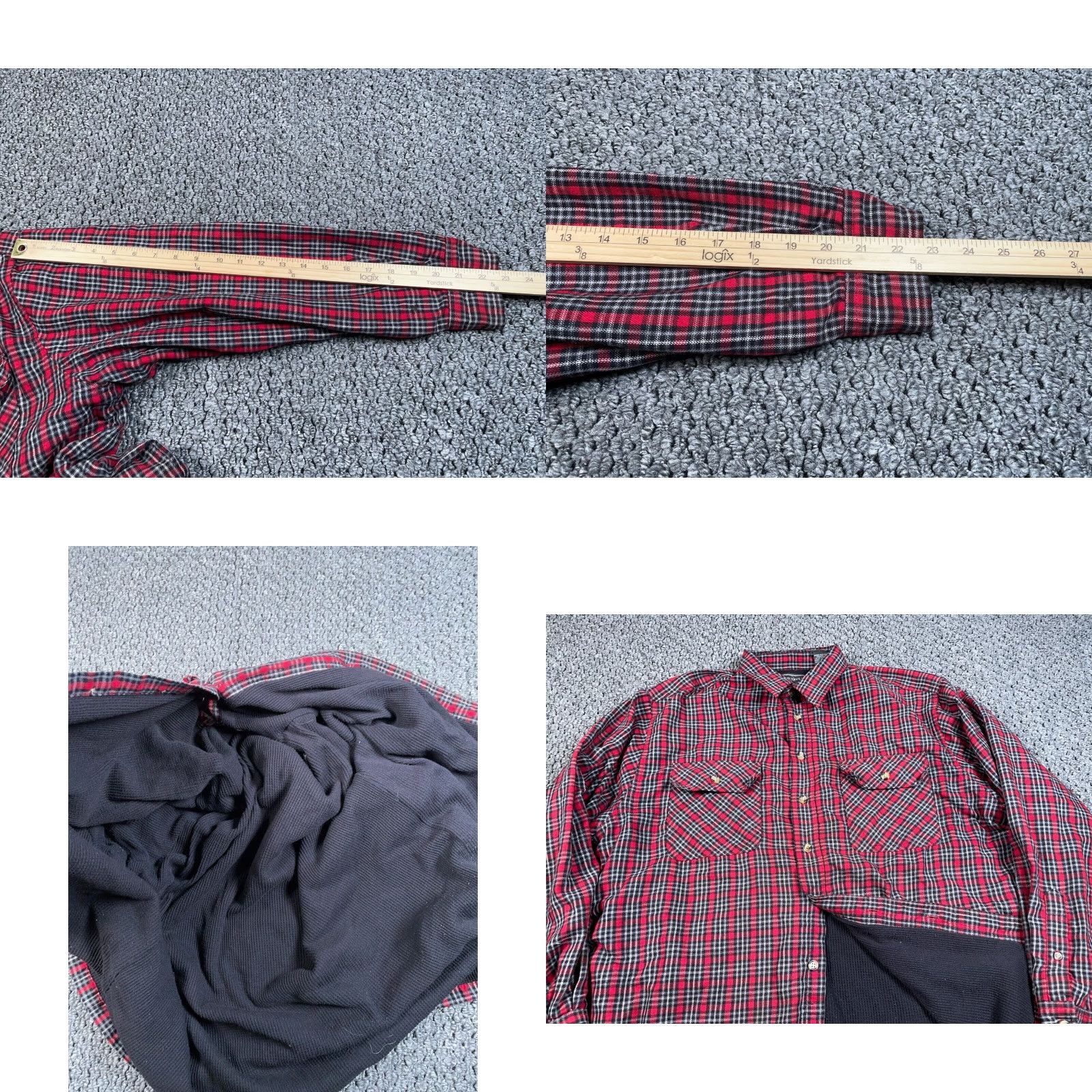 Vintage VTG 90s Grunge Thermal Lined Flannel Shirt Jacket Adult Large Red Check Plaid Shirt Jacket Mens L Size US L / EU 52-54 / 3 - 8 Thumbnail