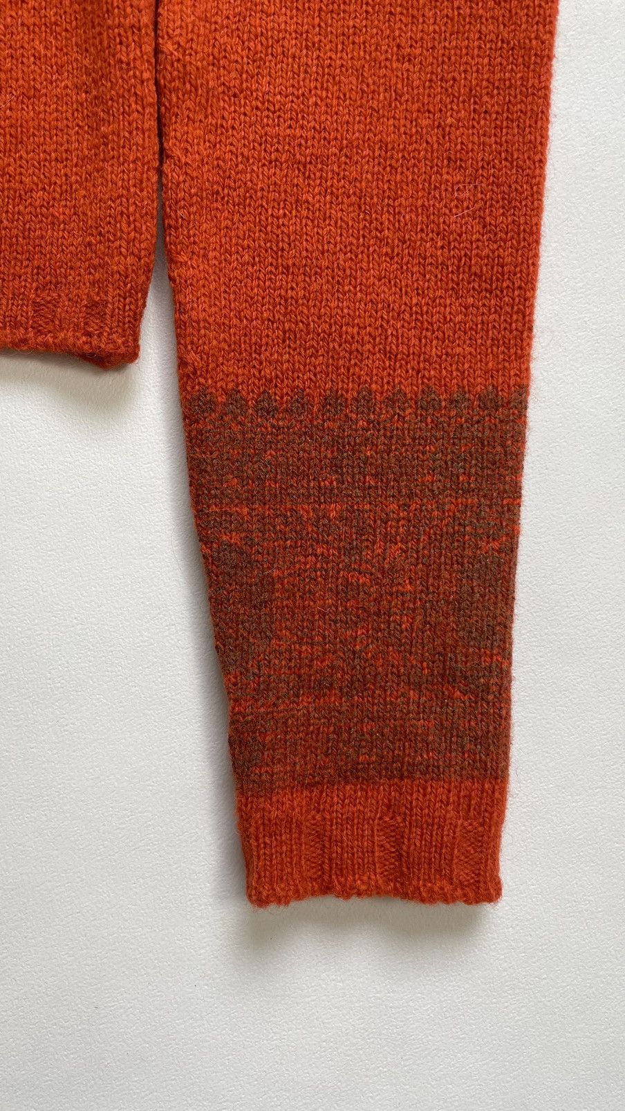 Dries Van Noten Patterned Sleeve Orange Wool Cardigan Size S / US 4 / IT 40 - 13 Thumbnail
