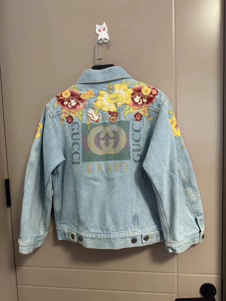 Gucci Gucci The logo behind the floral pattern makes an old denim Size US XXS / EU 40 - 2 Thumbnail