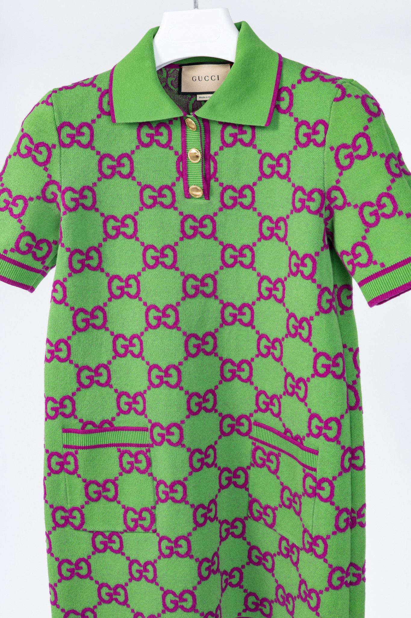 Gucci Gucci Green & Purple GG Monogram-Jacquard Polo Mini Dress Size M / US 6-8 / IT 42-44 - 3 Thumbnail