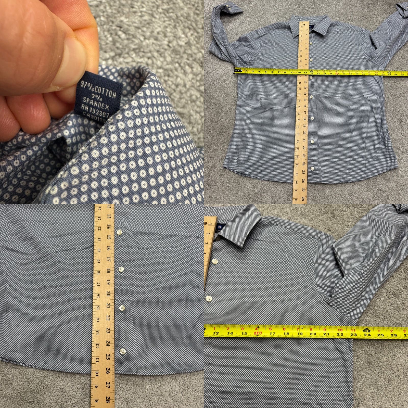 Ben Sherman Ben Sherman Dress Shirt Mens Large 16/16.5 Blue Micro Dot Cotton Blend Stretch Business Casual Mens Size 42R - 8 Thumbnail