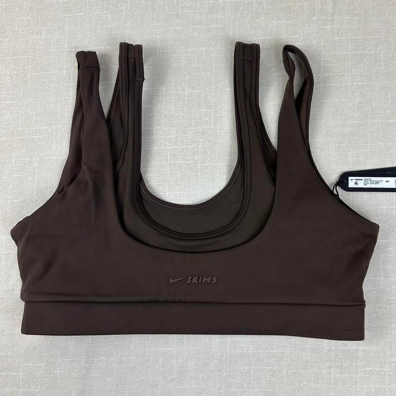 SKIMS 🤎 Nike SKIMS Double Strap Scoop Bra in Dark Sepia Women L Size L / US 10 / IT 46 - 2 Thumbnail