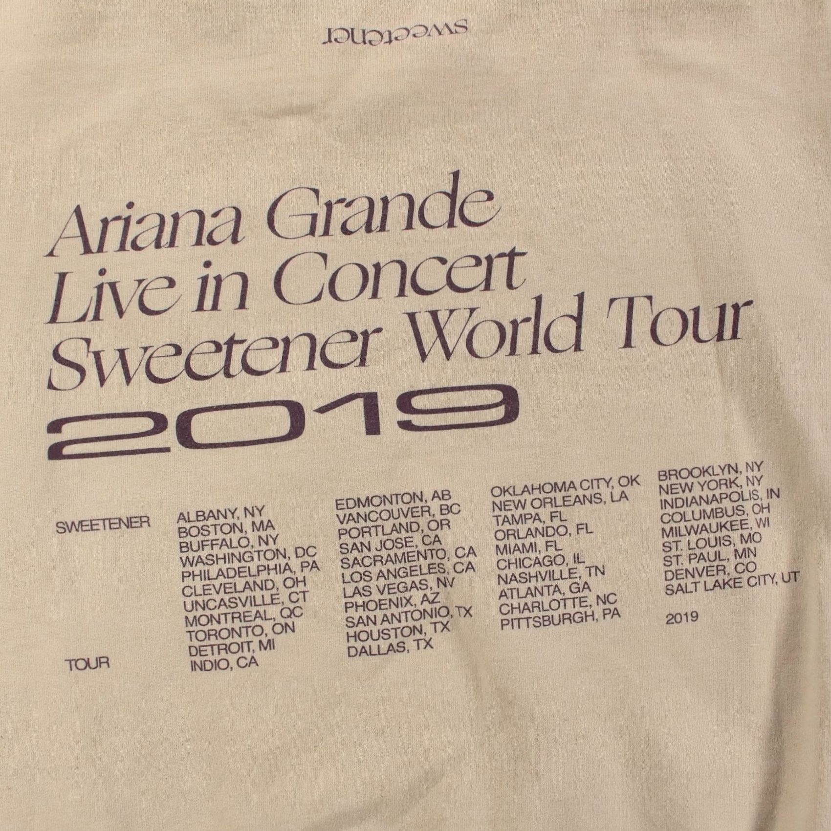 Vintage ARIANA GRANDE Sweetener World Tour 2019 graphic sweatshirt SMALL Beige r&b Size US S / EU 44-46 / 1 - 7 Thumbnail