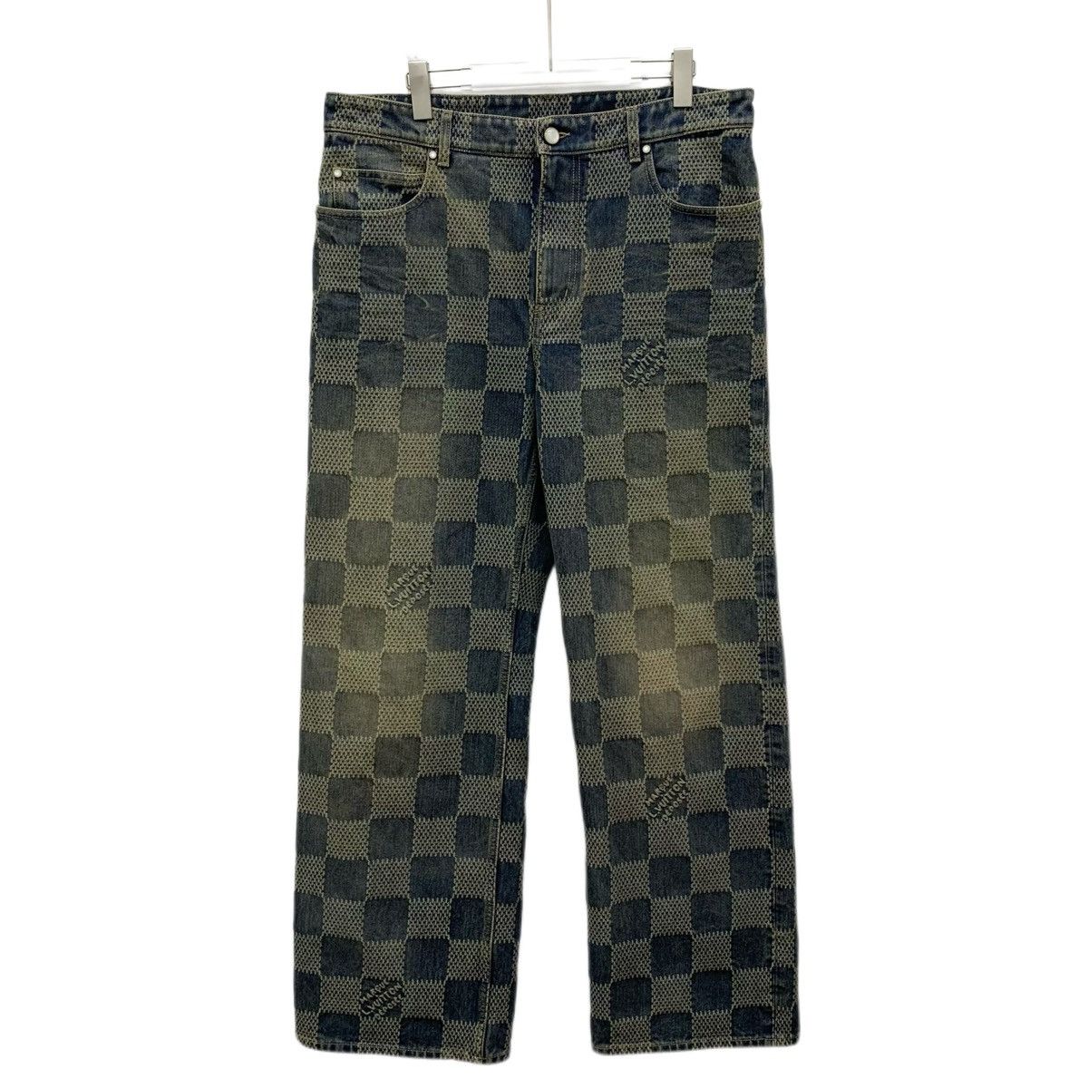 Louis Vuitton Louis Vuitton Blue Pharrell Damier Denim Pants K26WX Size US 33 - 1 Thumbnail
