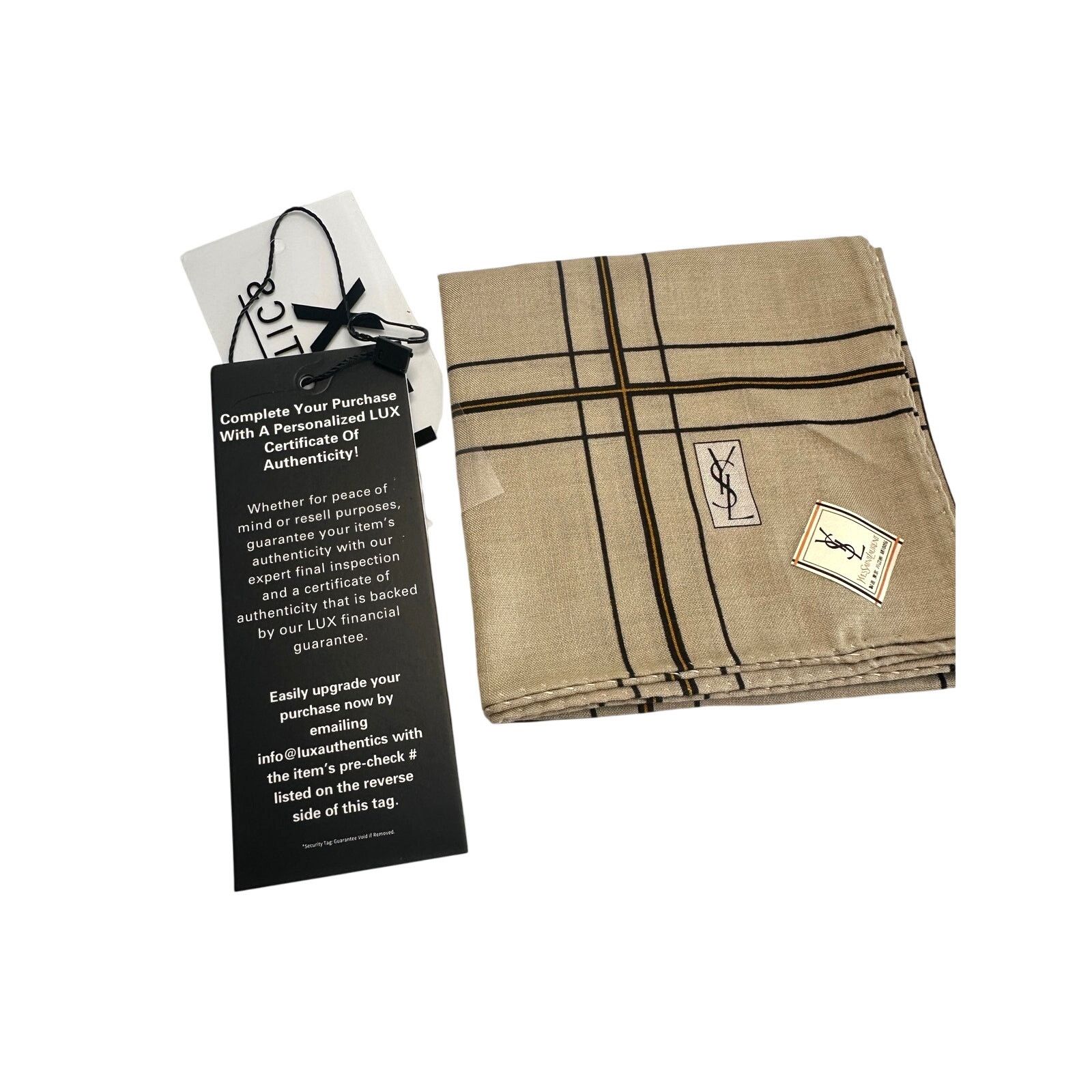 Yves Saint Laurent YSL Yves Saint Laurent Pocket Square Scarf Beige Plaid Size ONE SIZE - 9 Thumbnail