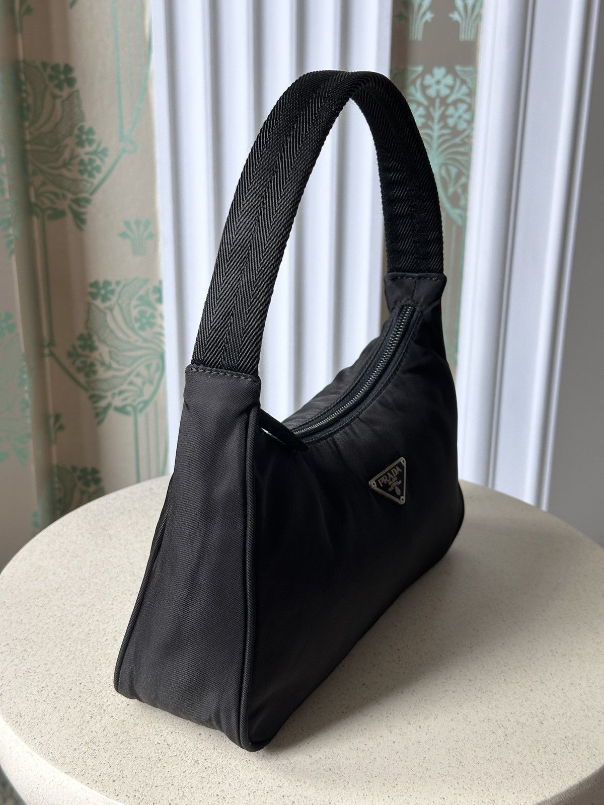 Prada PRADA Nylon Black Triangle Logo Mini Hobo Bag Size ONE SIZE - 5 Thumbnail