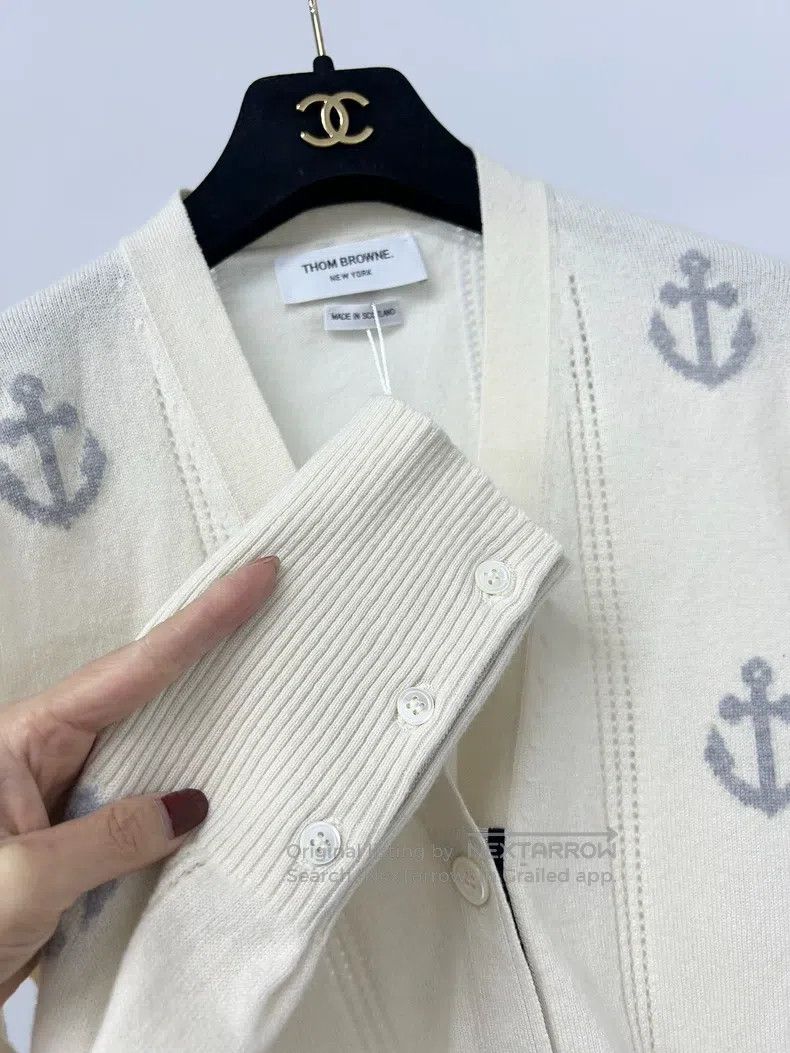 Thom Browne Thom Browne White Printed Cashmere Cardigan Size US XXS / EU 40 - 3 Thumbnail