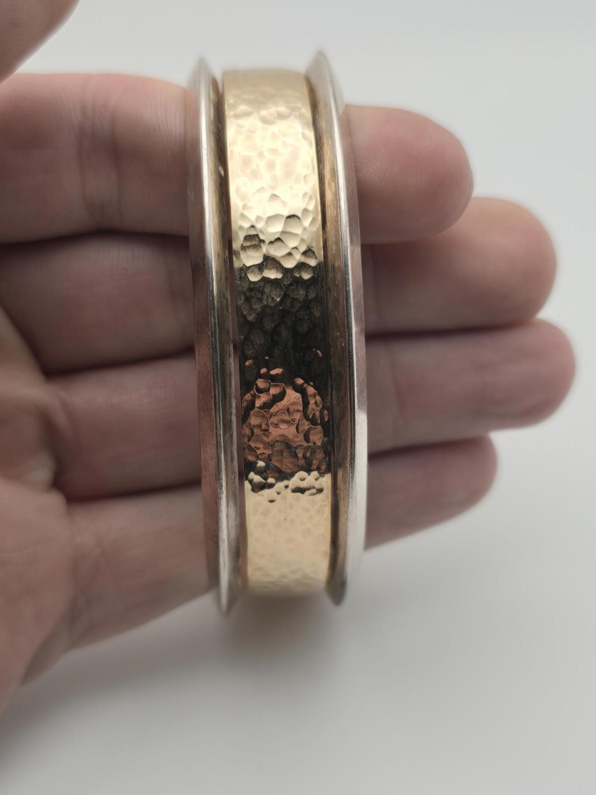 Studio D'Artisan Artisan Cuff Bracelet Signed Sterling Silver & 14k GF Heavy Size ONE SIZE - 3 Thumbnail