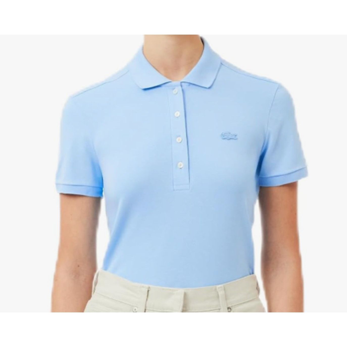 Lacoste Lacoste Women's Slim Fit Stretch Mini Pique Polo Blue 2 Size XS / US 0-2 / IT 36-38 - 2 Thumbnail