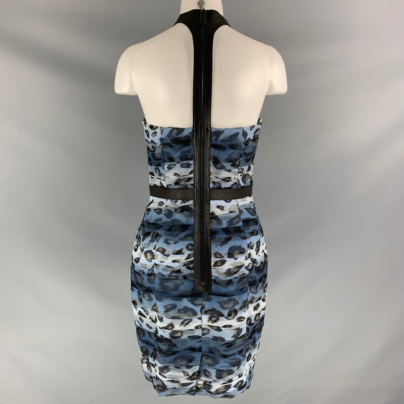 Burberry Prorsum BURBERRY PRORSUM 6 Silk Camouflage Leather Knee-Length Dress Size M / US 6-8 / IT 42-44 - 5 Thumbnail