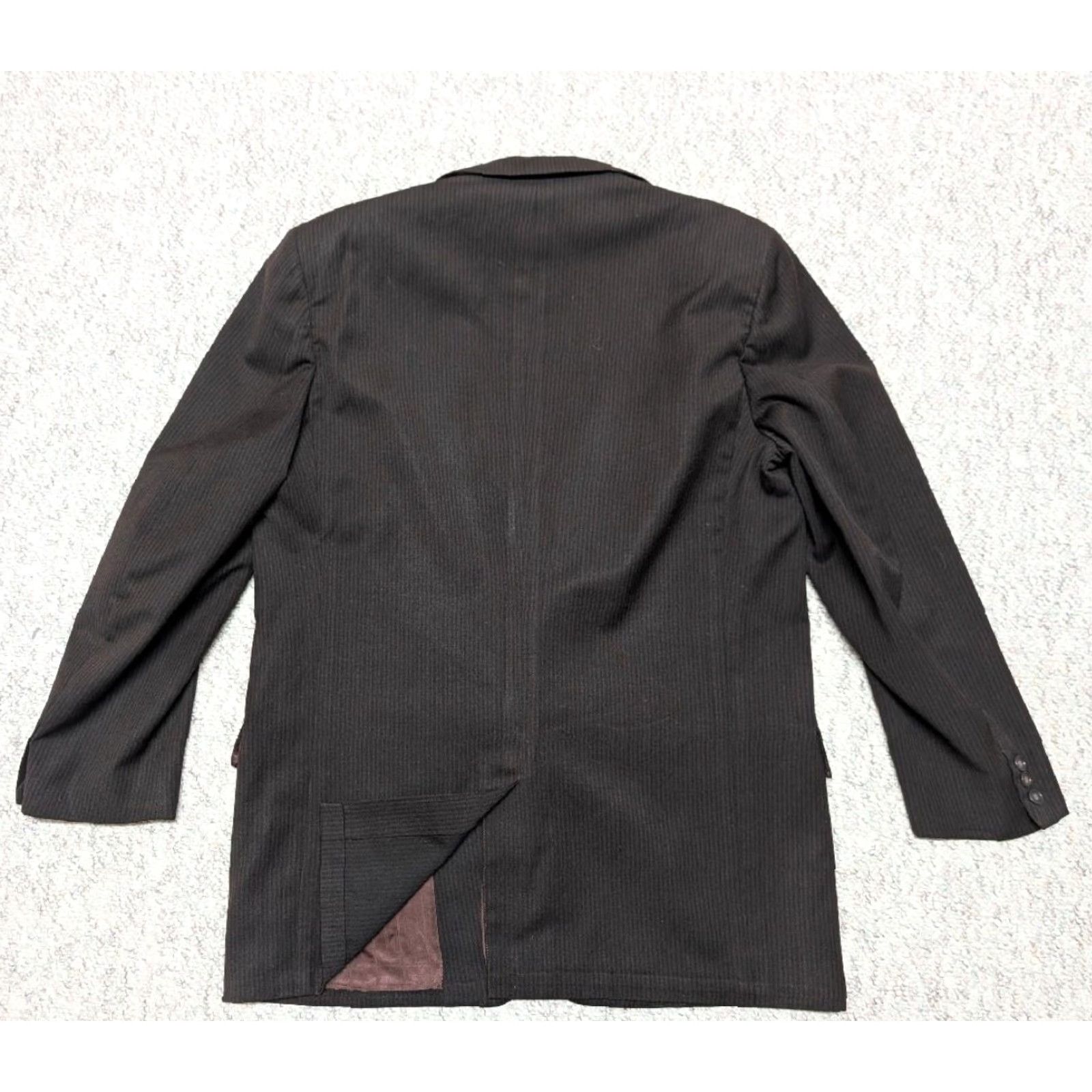 Atomic VINTAGE Lawrence Austin STRIPED blazer 44R Men Wool Notch Lapel Brown/Black 1950s USA Union Made Two-Button Suit Jacket: Vintage blazer Size 44R - 2 Thumbnail