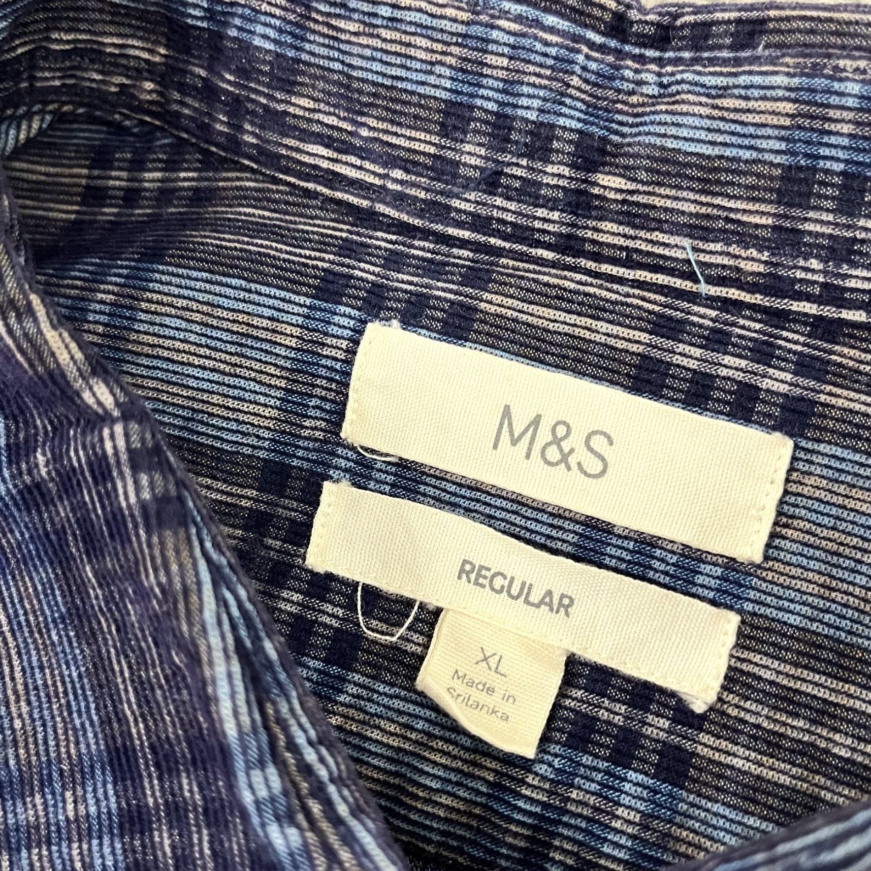 Marks & Spencer M&S Marks & Spencer Shirt Mens XL Blue Plaid Corduroy Cord Lightweight Button Up Size US XL / EU 56 / 4 - 2 Thumbnail