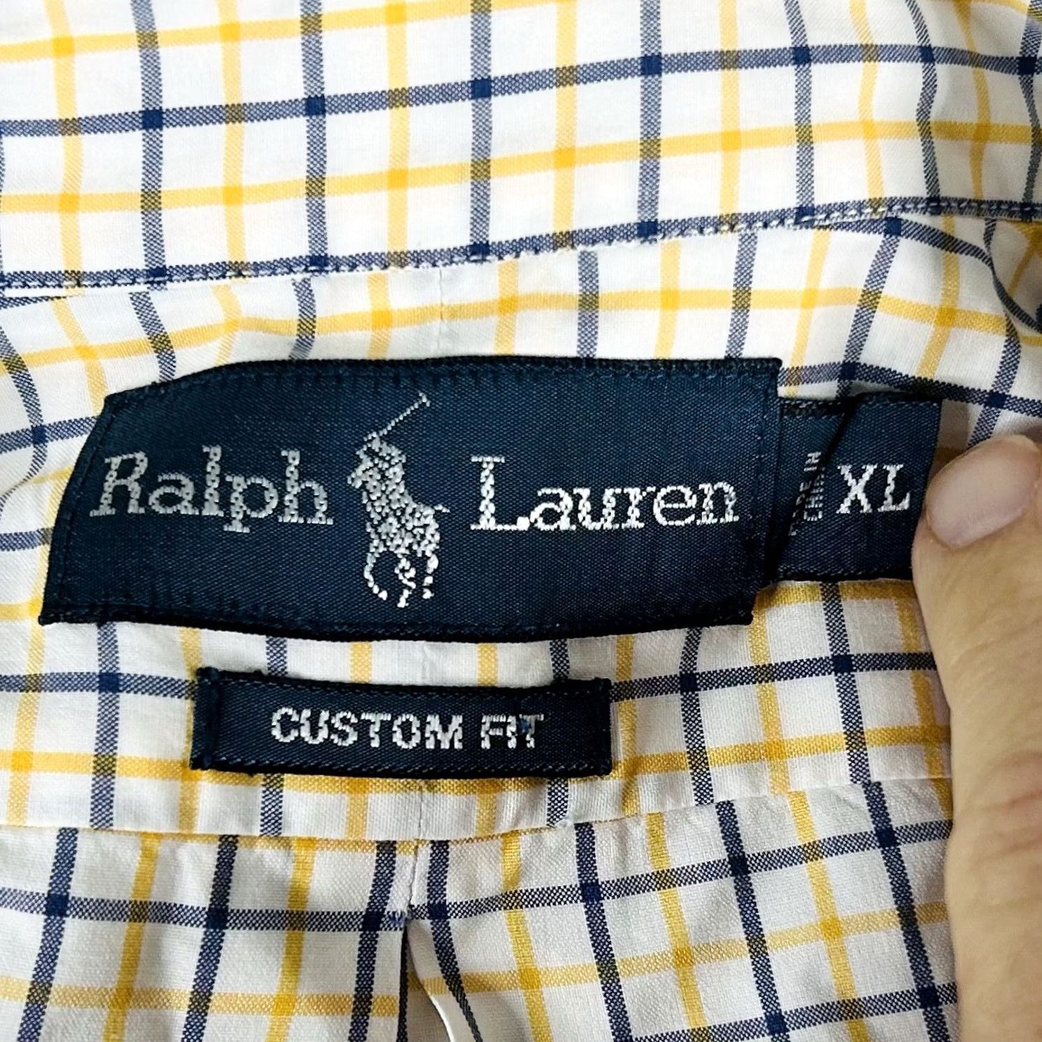 Polo Ralph Lauren Polo Ralph Lauren XL Custom Fit Shirt Button-Down Plaid 100% Cotton Yellow Blue Mens Size US XL / EU 56 / 4 - 3 Thumbnail