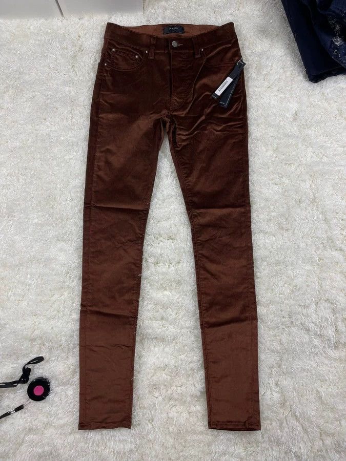 Amiri Amiri Brown Velvet Pants Size US 31 - 1 Thumbnail