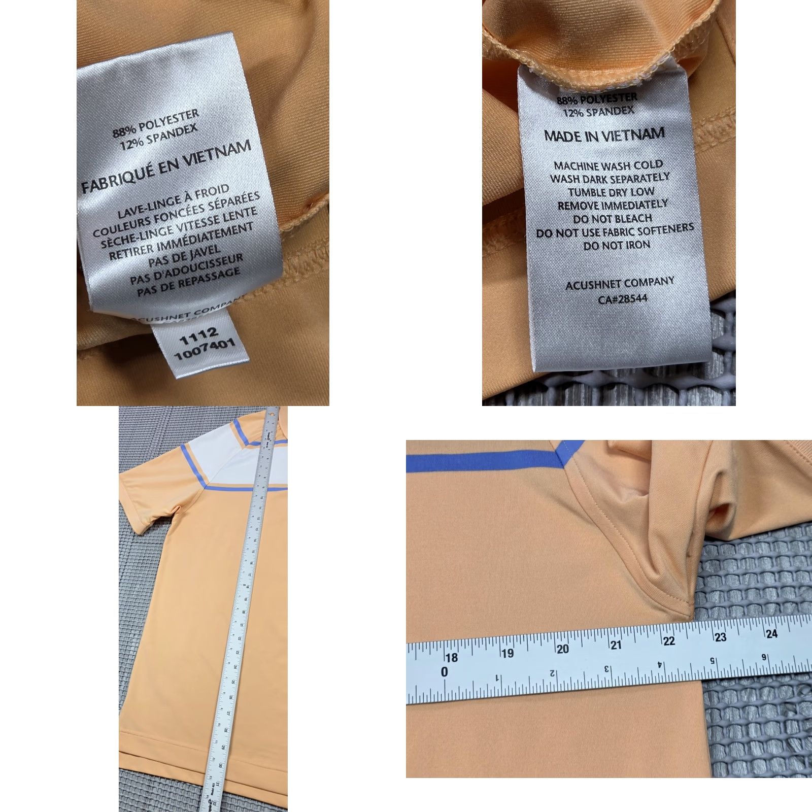 Footjoy FootJoy FJ Mens L Short Sleeve Peach White Performance Golf Polo Shirt Athletic Size US L / EU 52-54 / 3 - 8 Thumbnail
