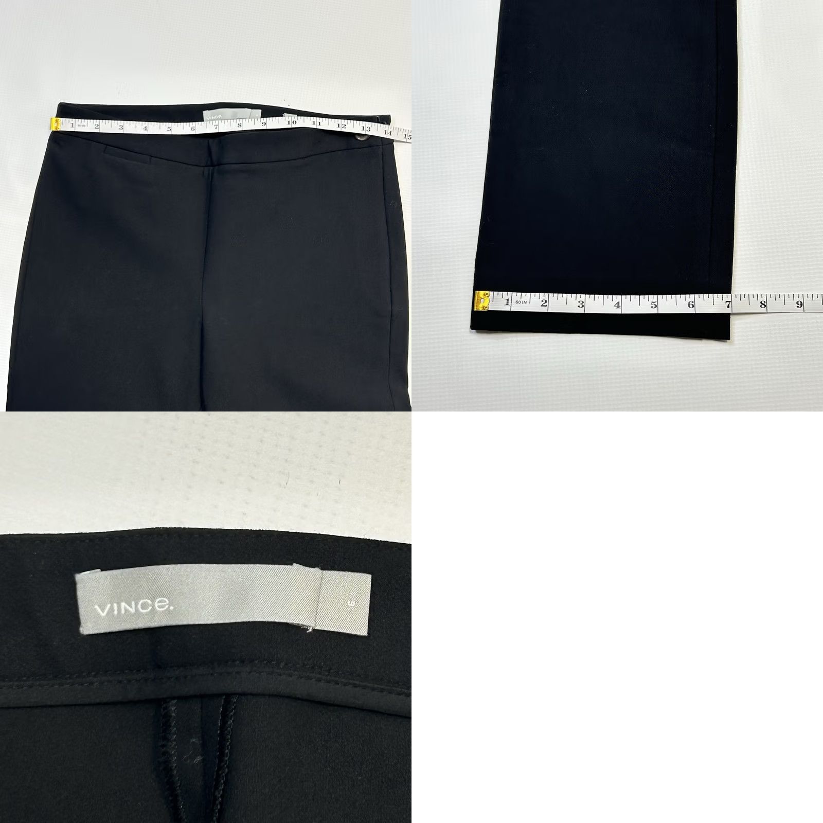 Vince Vince Dress Pants Womens Size 6 Side Zip Black Cotton Nylon Blend Pockets Size 28" / US 6 / IT 42 - 8 Thumbnail