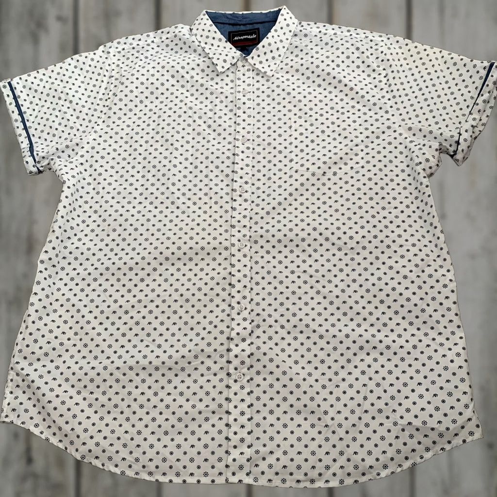 Aeropostale Aeropostale Shirt Mens 4XL White Blue Crest Short Sleeve Button-Up Collared Pocket Geometric Classic Big & Tall Size US XXL / EU 58 / 5 - 1 Thumbnail