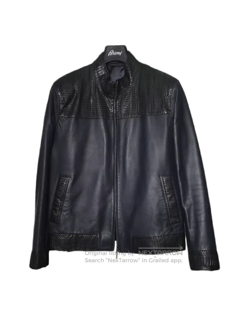 Brioni Snake skin patchwork leather jacket