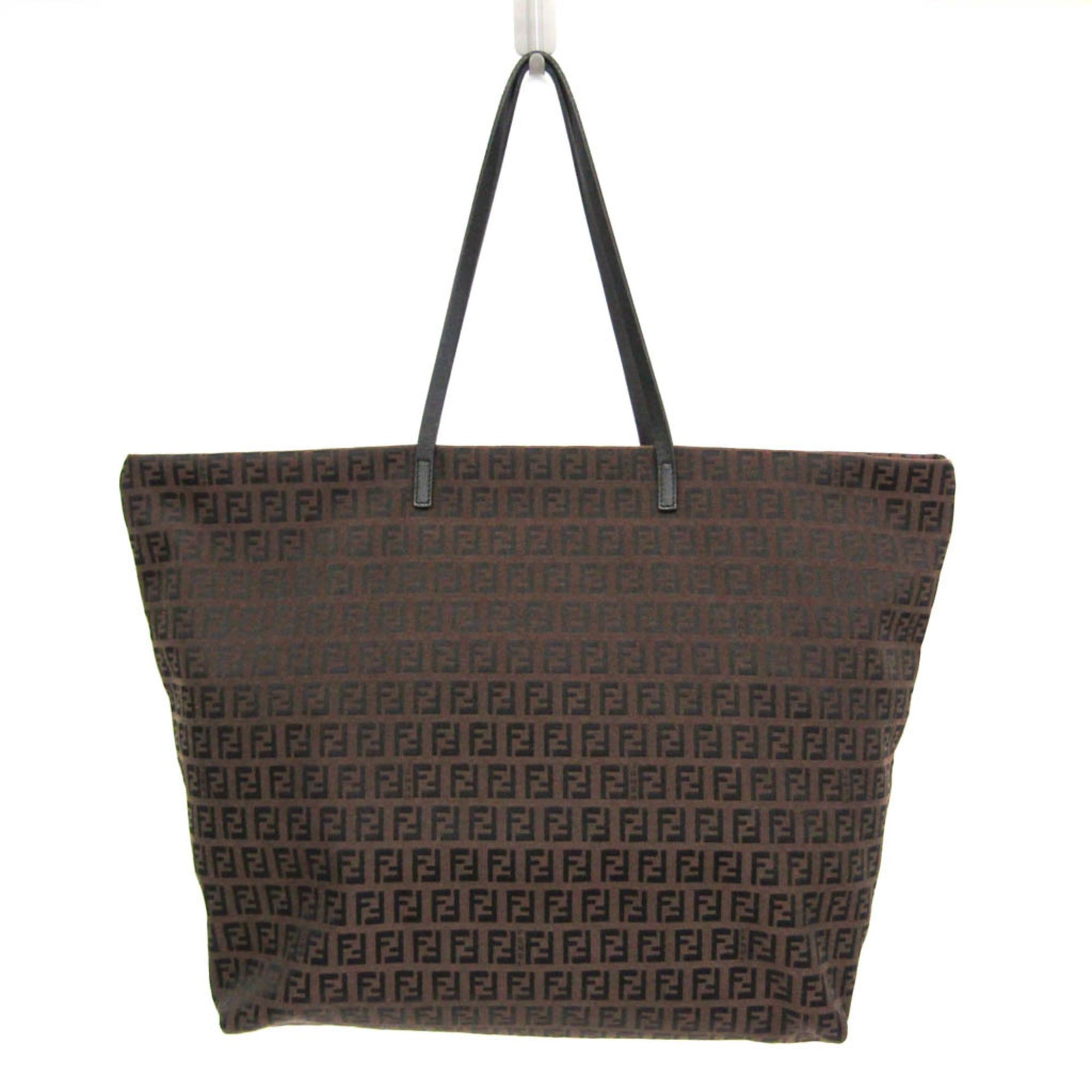 Fendi Fendi Zucchino 8BH026 Women's Canvas,Leather Tote Bag Brown Size ONE SIZE - 1 Thumbnail
