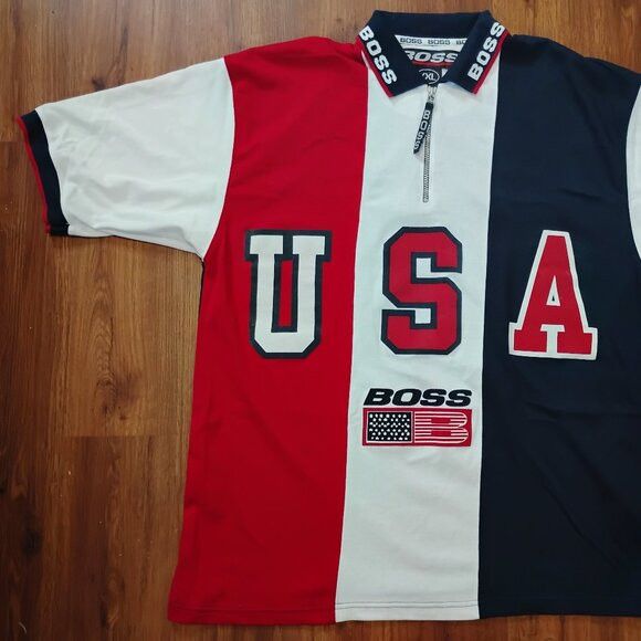Hugo Boss Vintage Boss America USA Big Logo Rugby Polo Shirt Size US XXL / EU 58 / 5 - 2 Thumbnail