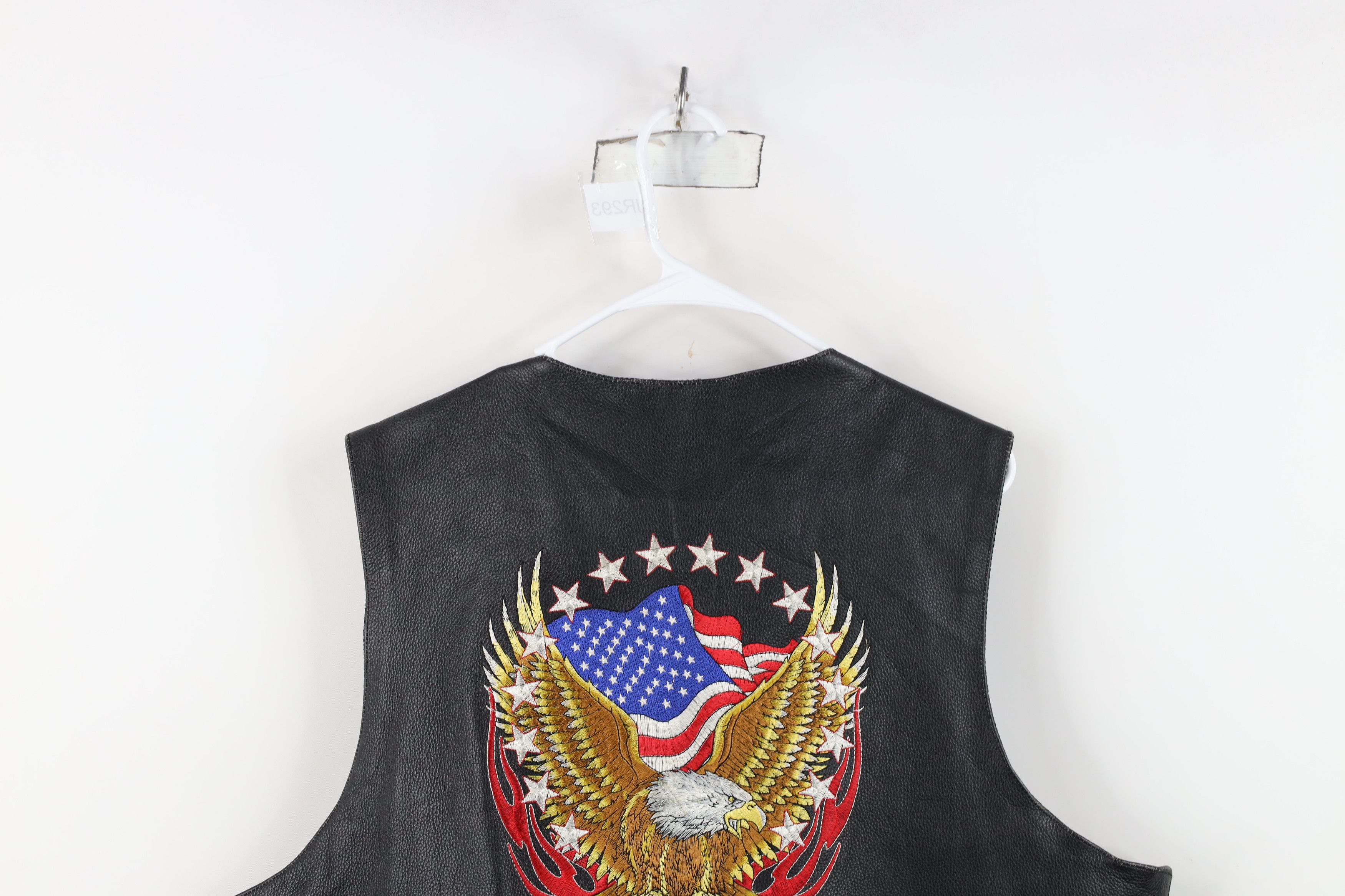 Vintage Vintage 90s Streetwear Flag Eagle Tribal Leather Moto Vest Size US XXL / EU 58 / 5 - 15 Thumbnail