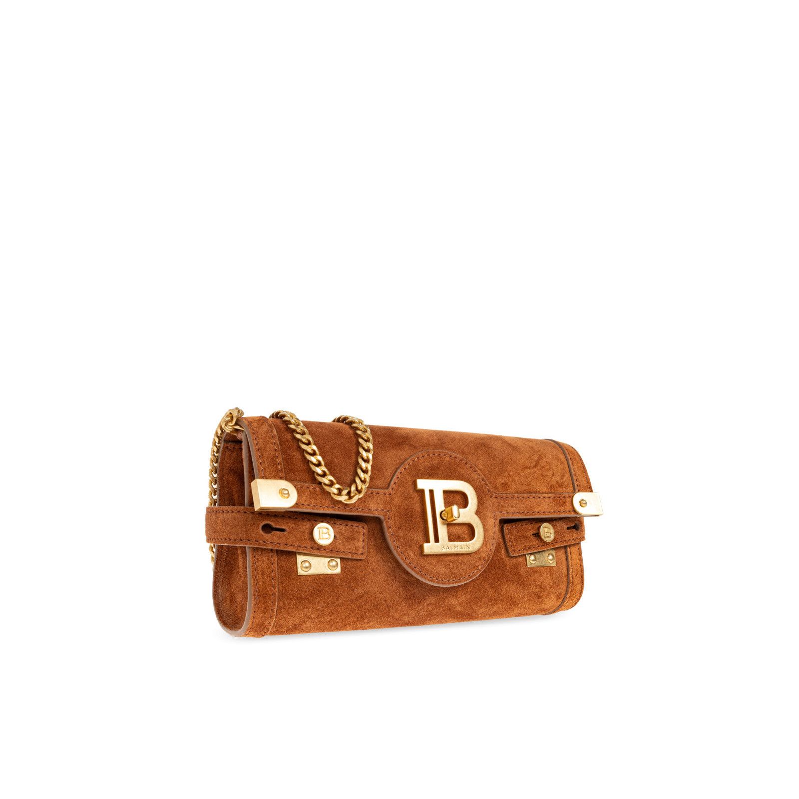 Balmain BALMAIN B-Buzz 23 Brown Suede Shoulder Bag New & Authentic Size ONE SIZE - 3 Thumbnail