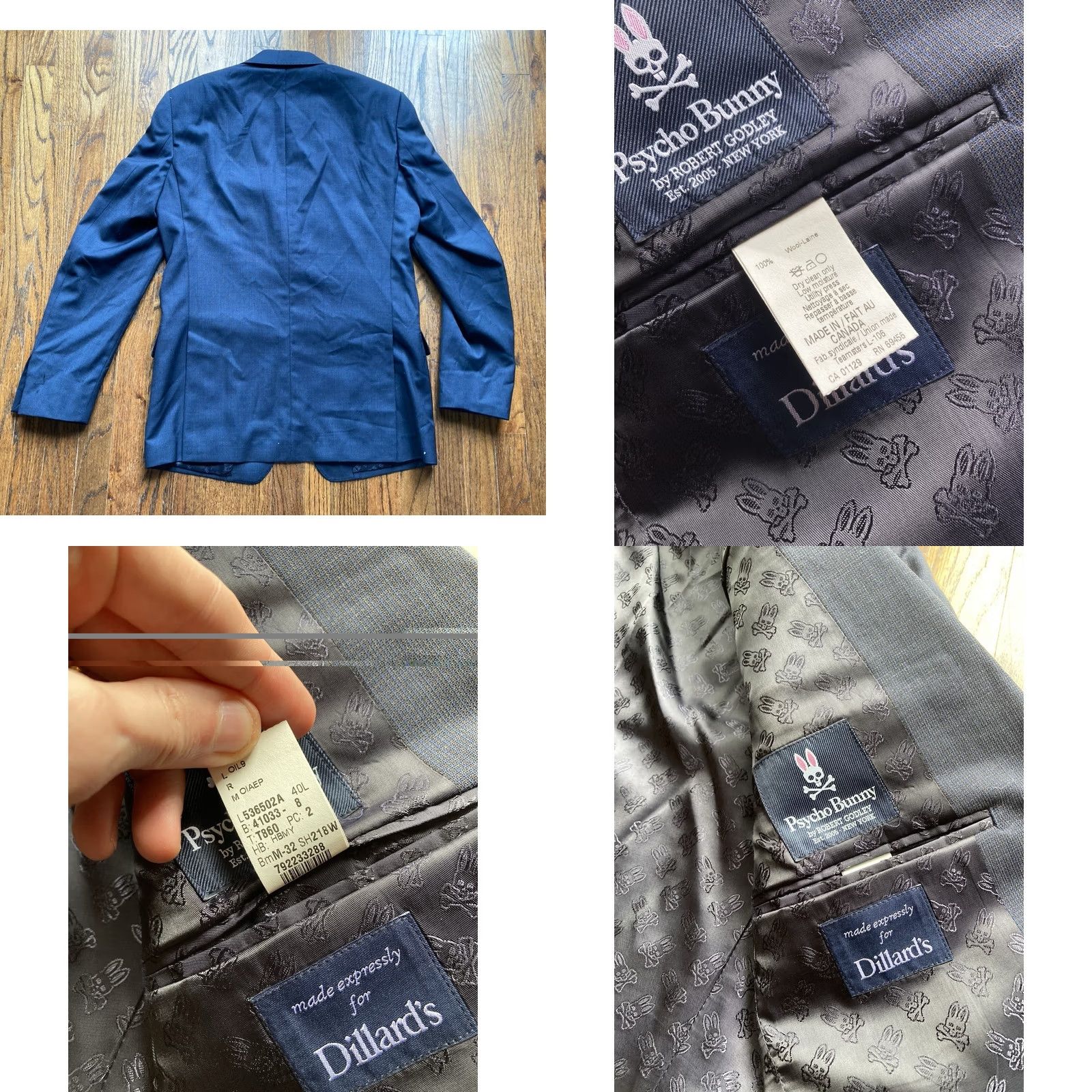 Psycho Bunny Psycho Bunny Sport Coat Mens 40 Regular Notch Wool Blue 2 Button Jacket 100% Wool Navy Blue Long Jacket 40L Size US XXS / EU 40 - 9 Thumbnail