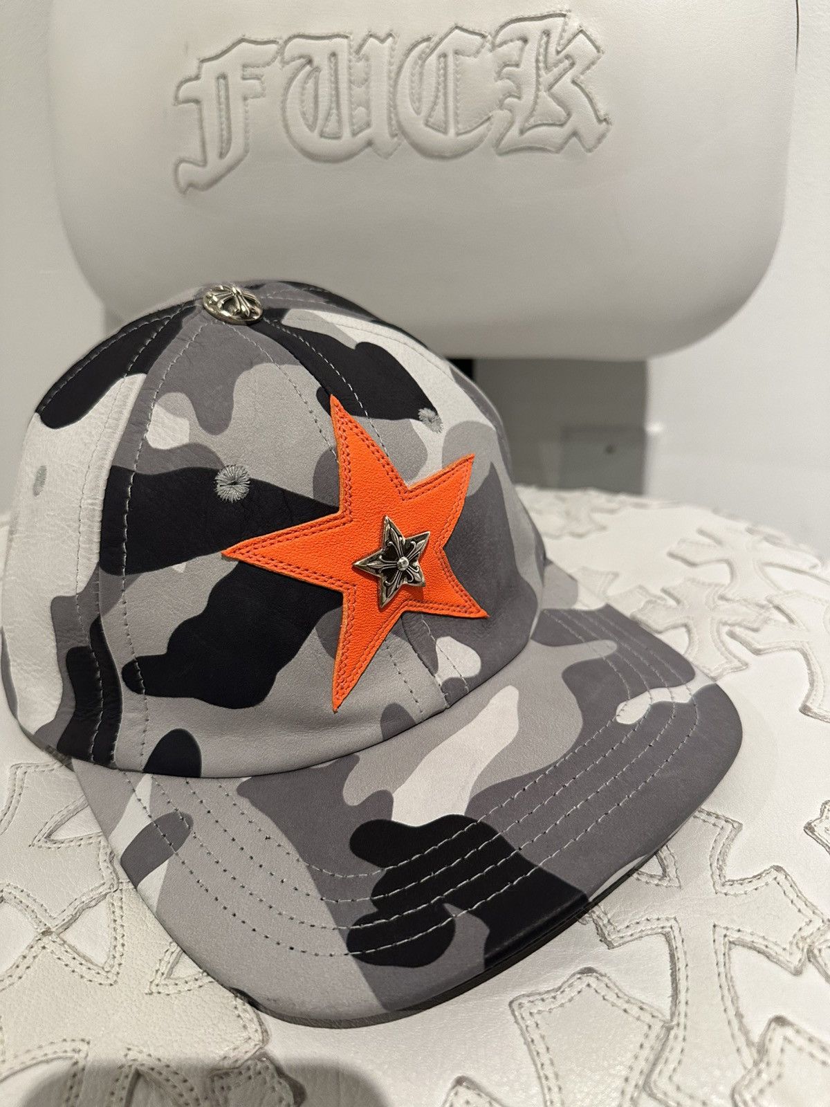 Chrome Hearts Chrome Hearts Snow Camo Leather Hat Size ONE SIZE - 5 Thumbnail