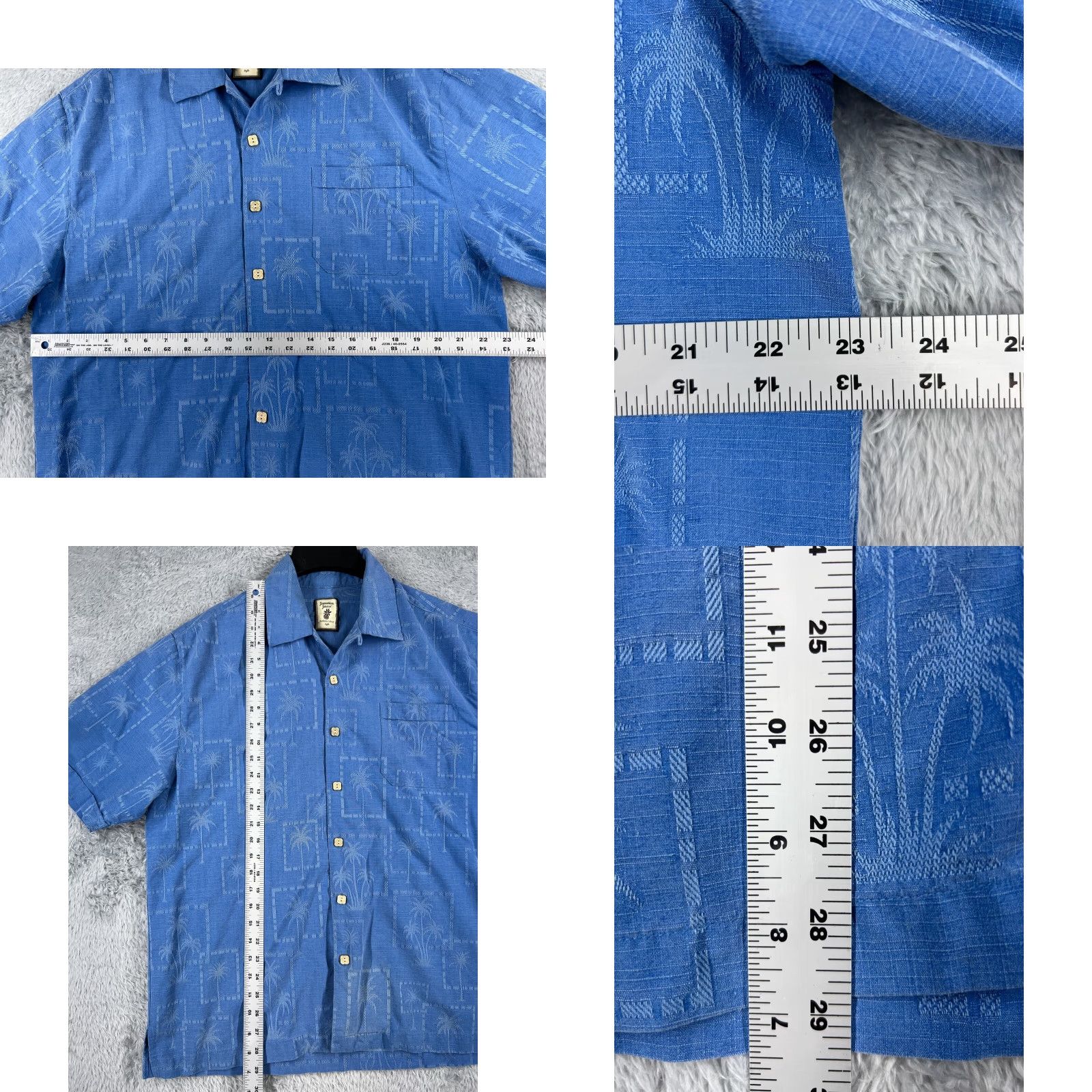 Vintage Jamaica Jaxx Shirt Men Large Blue Palm Tree Pattern 100% Silk Button Hawaiian Size US L / EU 52-54 / 3 - 8 Thumbnail