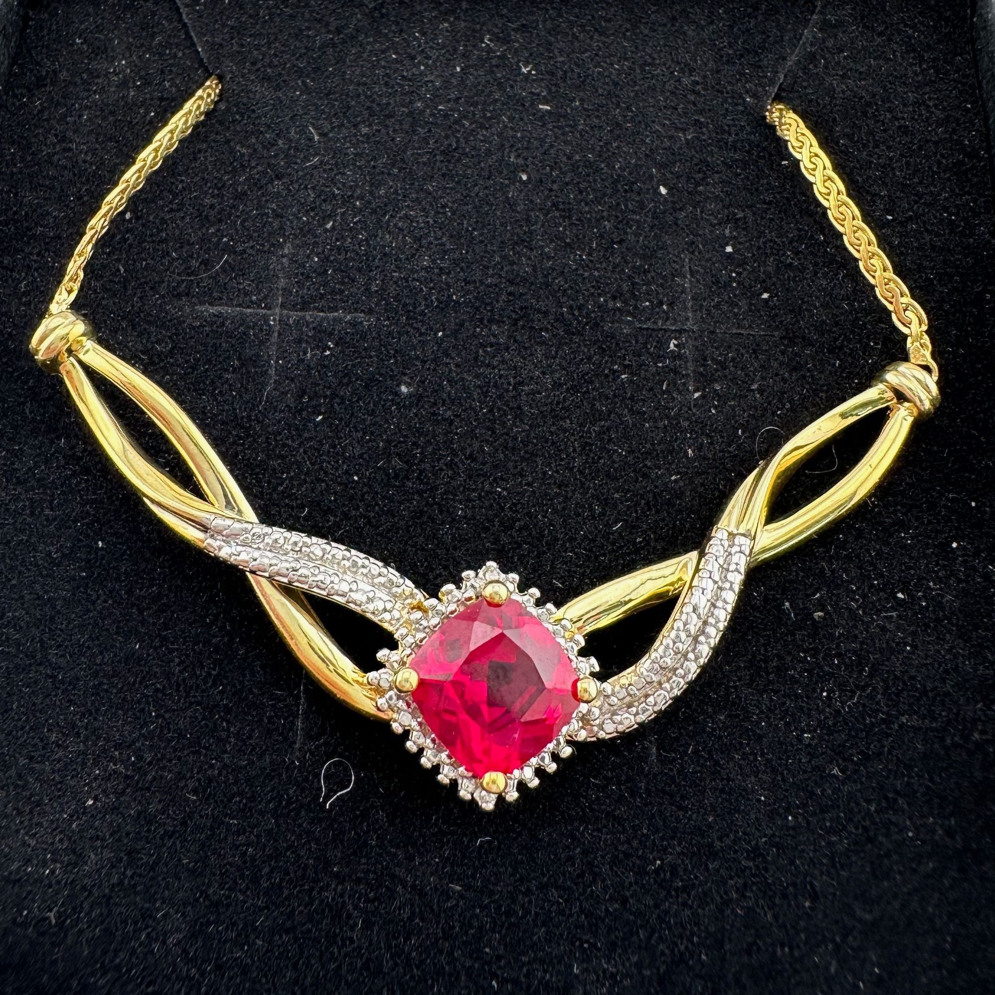 Other Elegant Lab Created Ruby and White Sapphire Infinite Loop Ne Size ONE SIZE - 1 Thumbnail