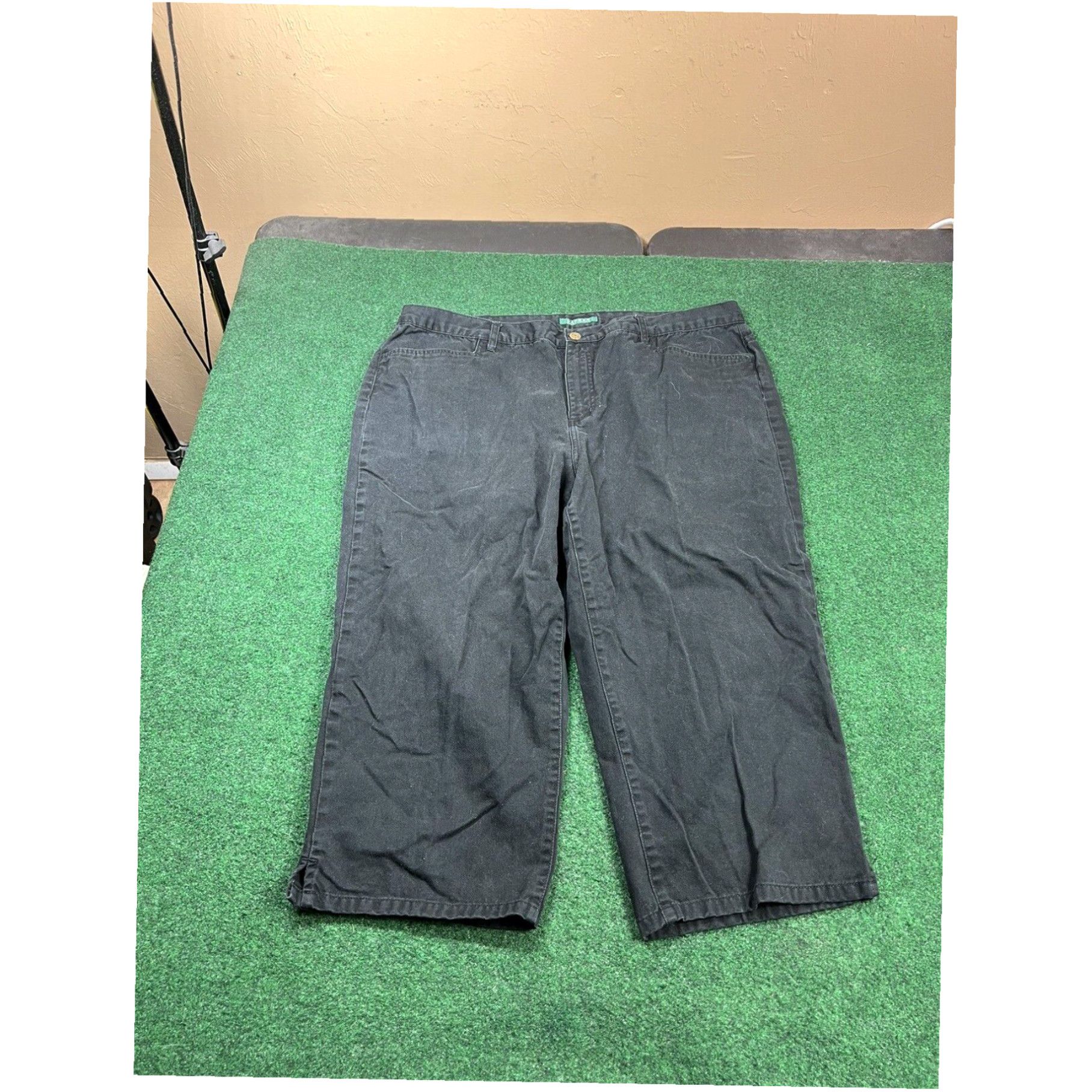 Ralph Lauren RALPH LAUREN Womens Capri Pants Trousers 18W W39 L20 Black Cotton Size 40" / US 18 - 1 Thumbnail