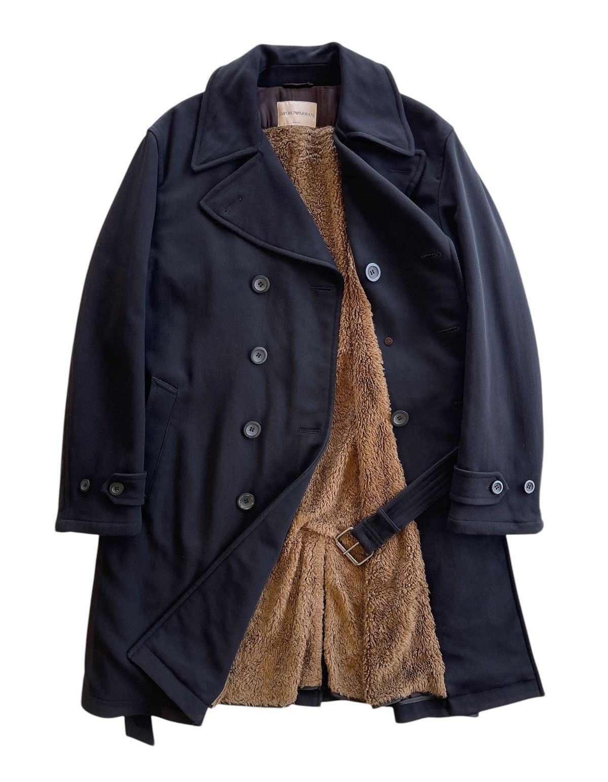 Emporio Armani Double Breasted Belted Fur Lined Trench Coat Size US L / EU 52-54 / 3 - 2 Thumbnail