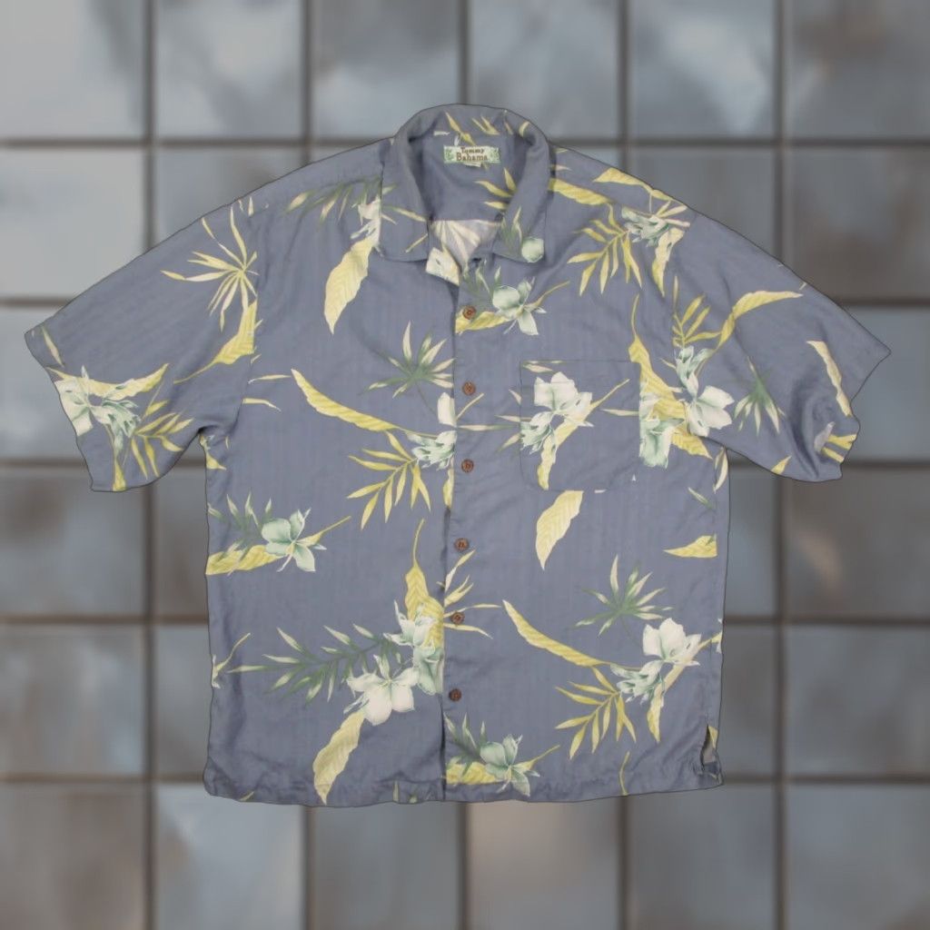 Tommy Bahama VINTAGE Tommy Bahama Shirt Men Large Blue Silk Floral Button Up Loop Collar Tiki Size US L / EU 52-54 / 3 - 1 Thumbnail