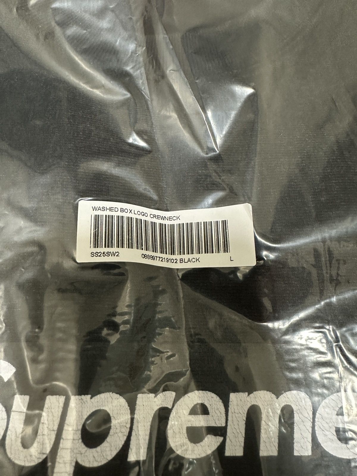 Supreme Supreme Washed Box Logo Crewneck SS25 Black Size Large Size US L / EU 52-54 / 3 - 2 Thumbnail