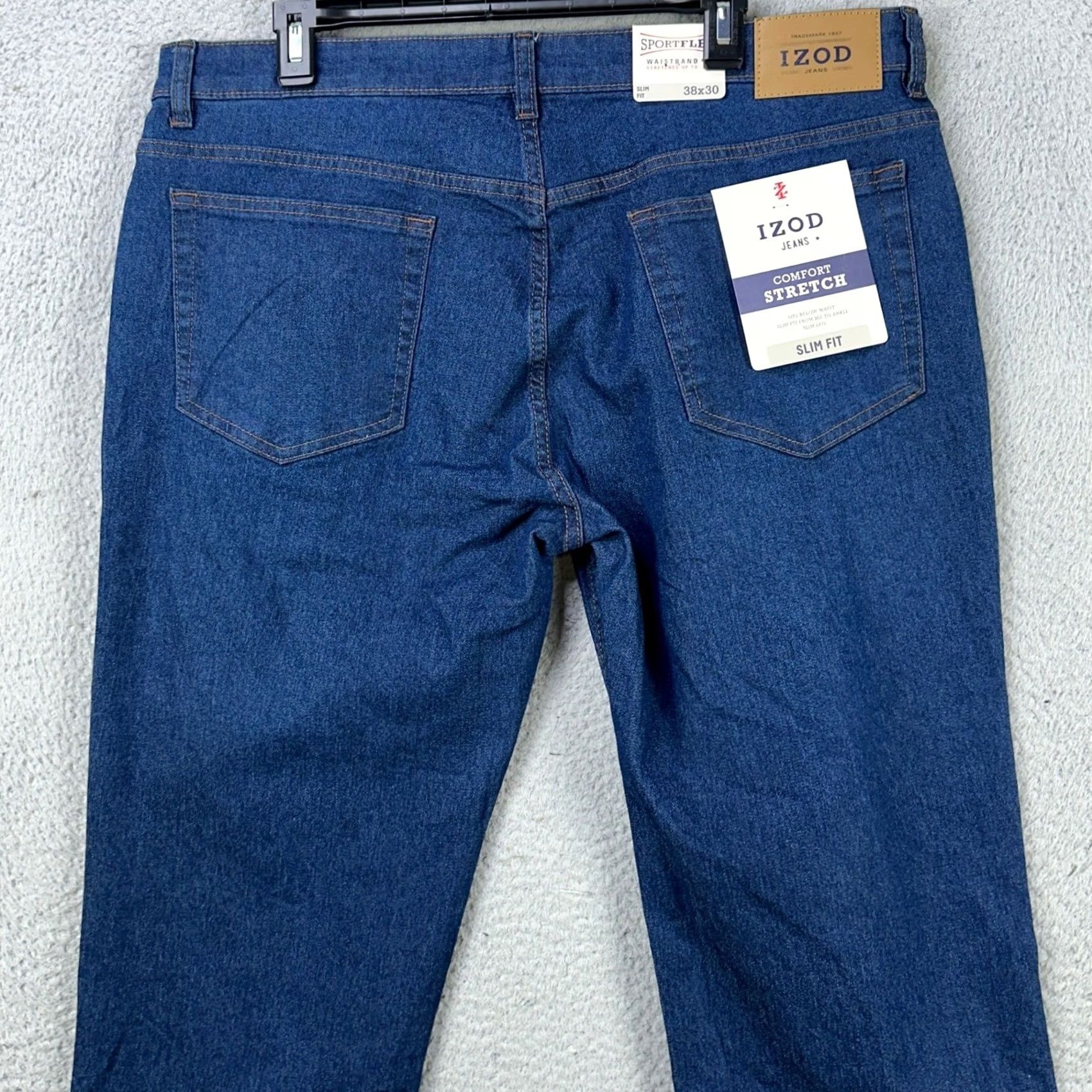 Izod VINTAGE Izod Sport Flex Men Slim Jeans 38X30 Blue 5 Pockets Performance Tech Stretch NEW Size US 38 / EU 54 - 2 Thumbnail