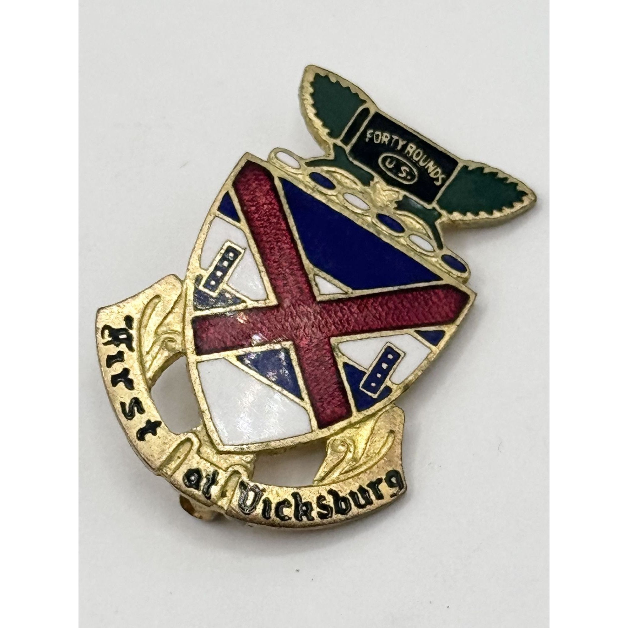 Vintage WWII US Army 13th Infantry Regiment DI DUI Crest Pin NS MEYE Size ONE SIZE - 3 Thumbnail
