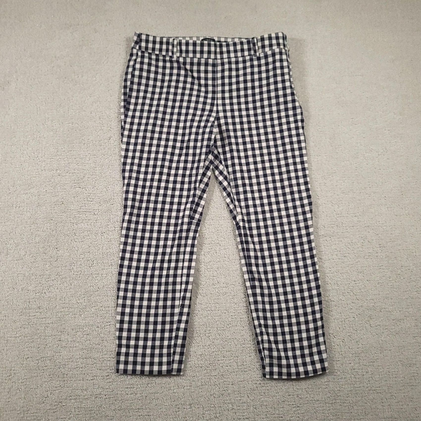 J.Crew J.Crew Pants Womens 10 Navy White Gingham Winnie Pant Side Zip Stretch Cropped Size 32" / US 10 / IT 46 - 2 Thumbnail