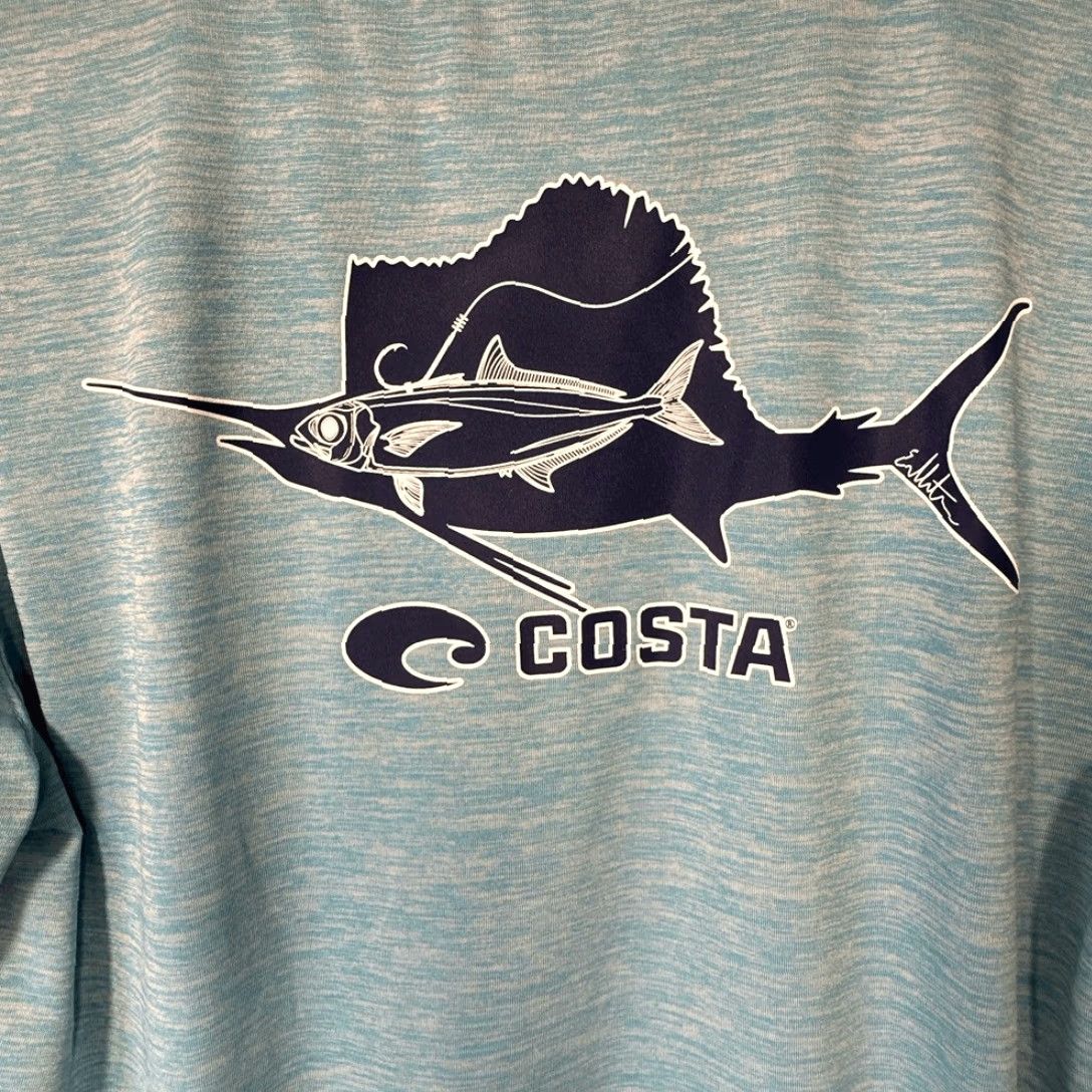 Costa Del Mar Costa Technical Crew Long Sleeve Performance Shirt Men S Blue Swordfish Graphic T-Shirt Activewear Crew Neck Costa Del Mar Size US S / EU 44-46 / 1 - 3 Thumbnail