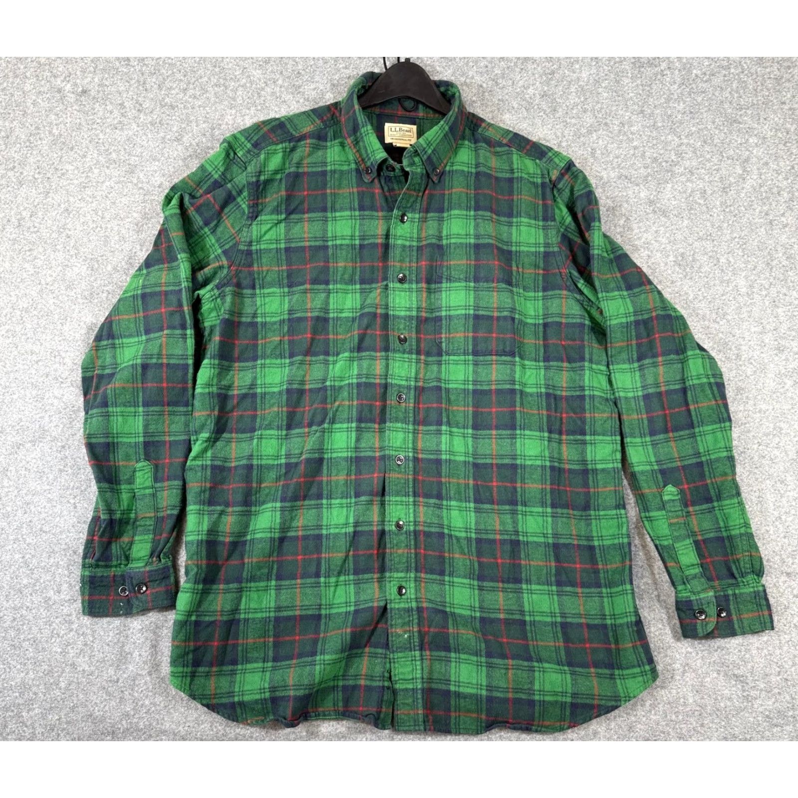 Vintage L.L. Bean Button Down Flannel Shirt Mens L Tall Green Blue Plaid Long Sleeve Size US L / EU 52-54 / 3 - 3 Thumbnail