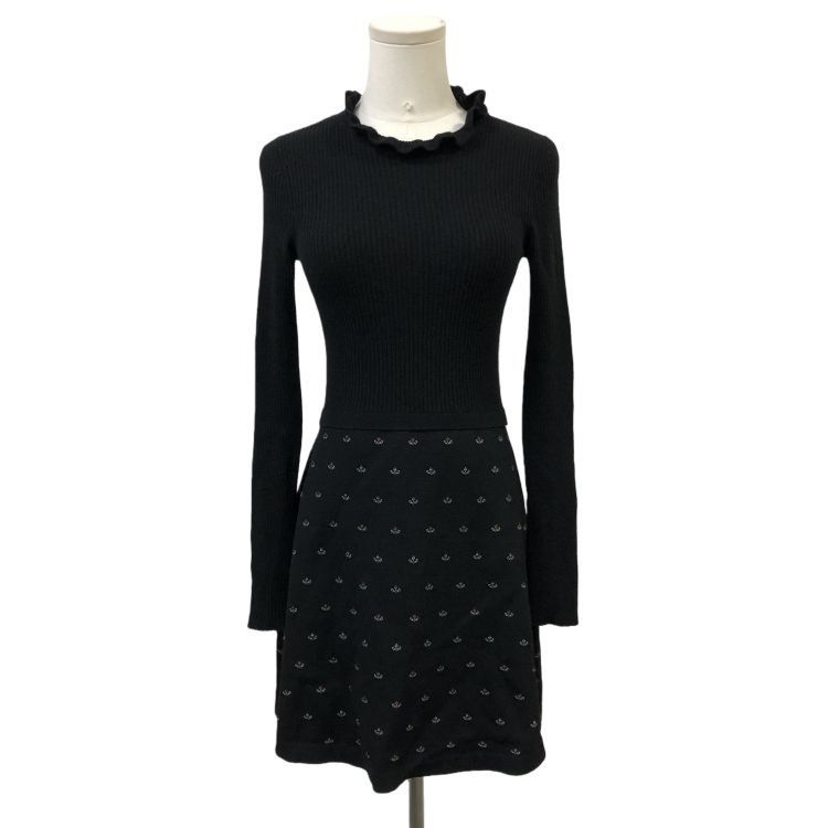 RED Valentino RED Valentino Ribbed Patterned Mini Dress Size XS Size XS / US 0-2 / IT 36-38 - 1 Thumbnail