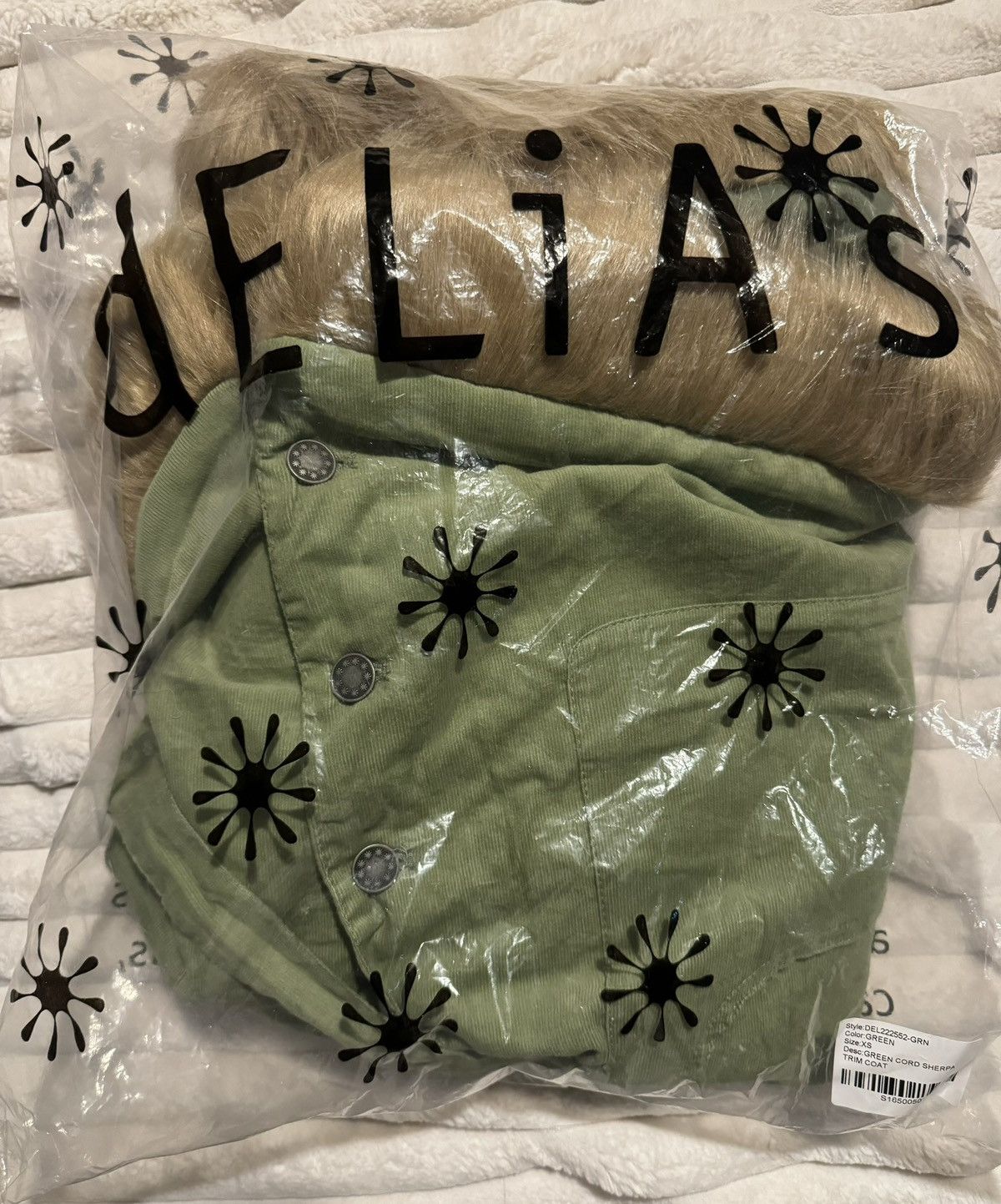 Vintage dELiA*s Daisy Dear Sherpa green cord mohair retro peacoat 90 Size XS / US 0-2 / IT 36-38 - 7 Thumbnail