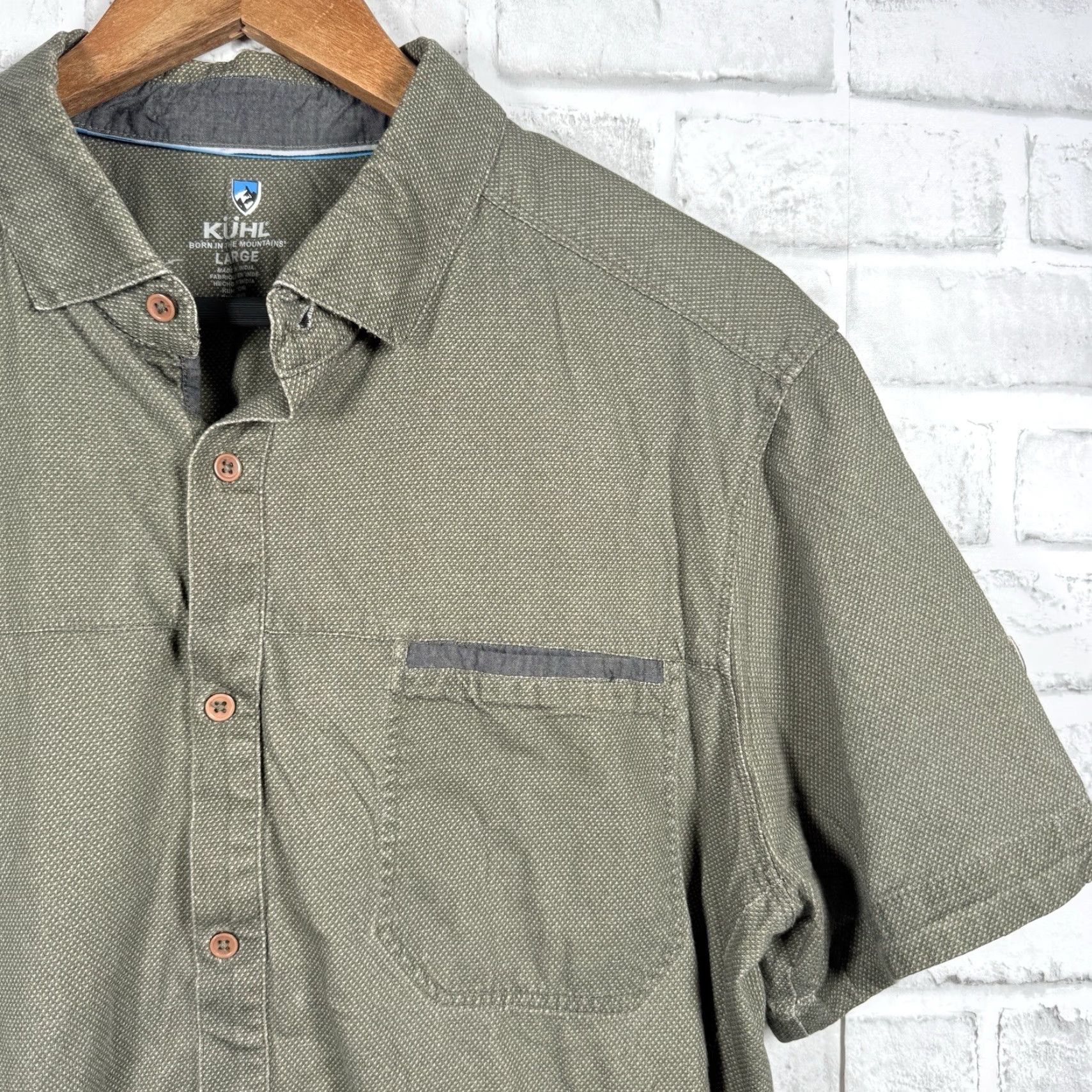 Vintage Kuhl Shirt Mens L Green Short Sleeve Button-Down Casual Shirt Size US L / EU 52-54 / 3 - 2 Thumbnail
