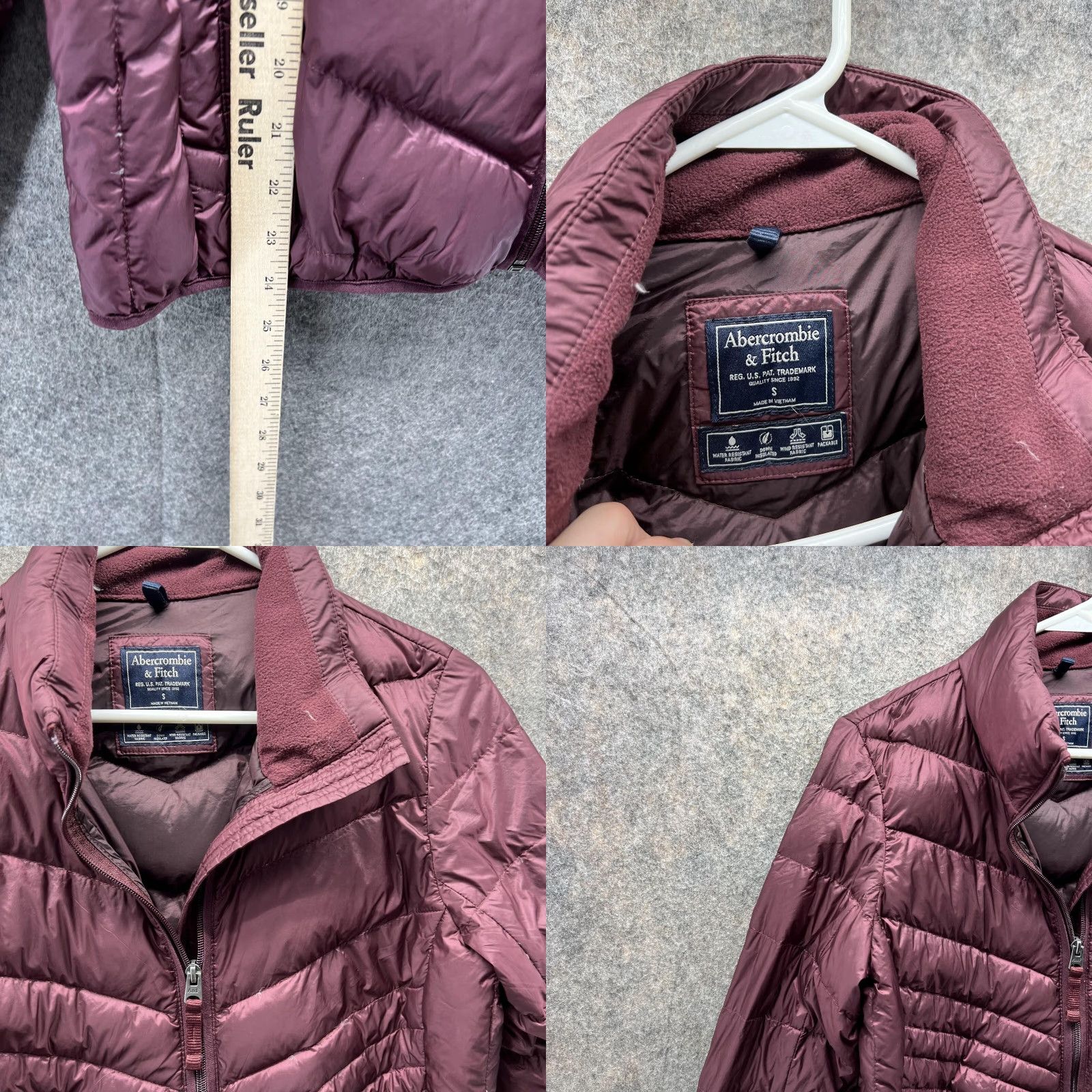 Abercrombie & Fitch Abercrombie & Fitch Jacket Women Small Burgundy Full Zip Puffer Down Size S / US 4 / IT 40 - 8 Thumbnail