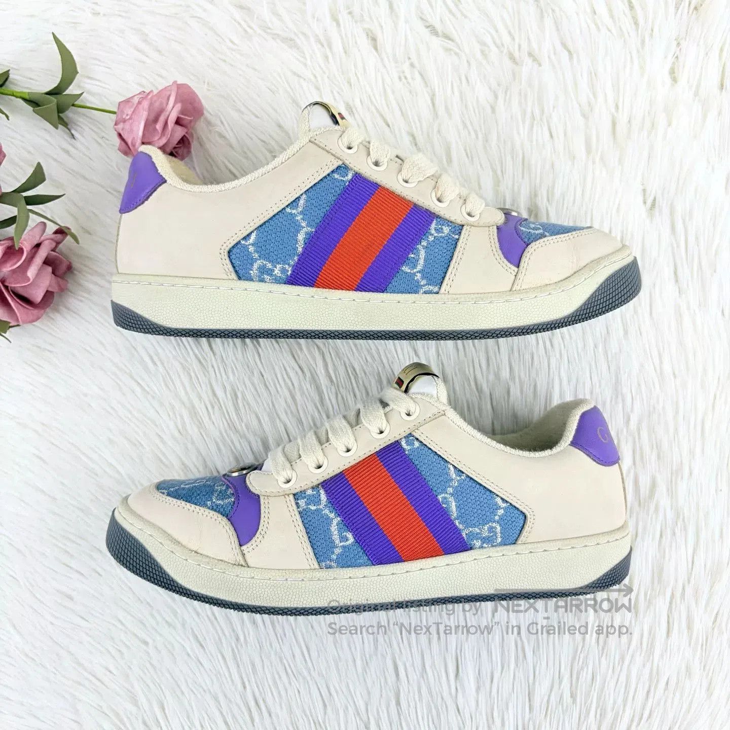 Gucci Gucci White Purple Dirty Shoes. Size US 5 / IT 35 - 4 Thumbnail