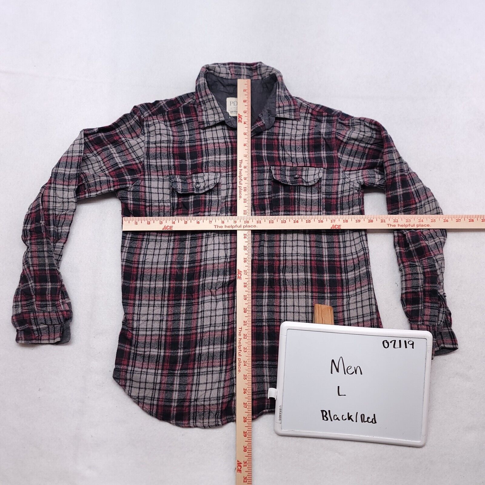 PD&C PD & C Tartan Flannel Shirt Adult Men Size Large L Black Red Size US L / EU 52-54 / 3 - 6 Thumbnail
